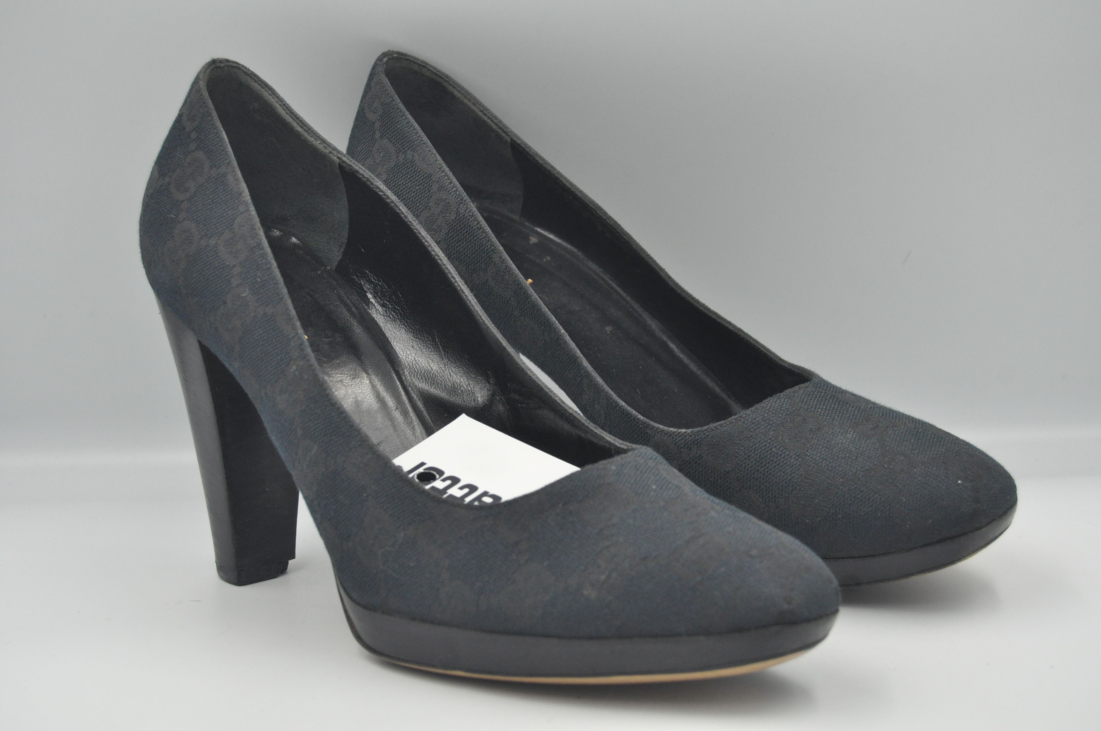 image of Gucci - Monogram Heel Shoes Pumps in Dark Navy, Women's (Size 8)