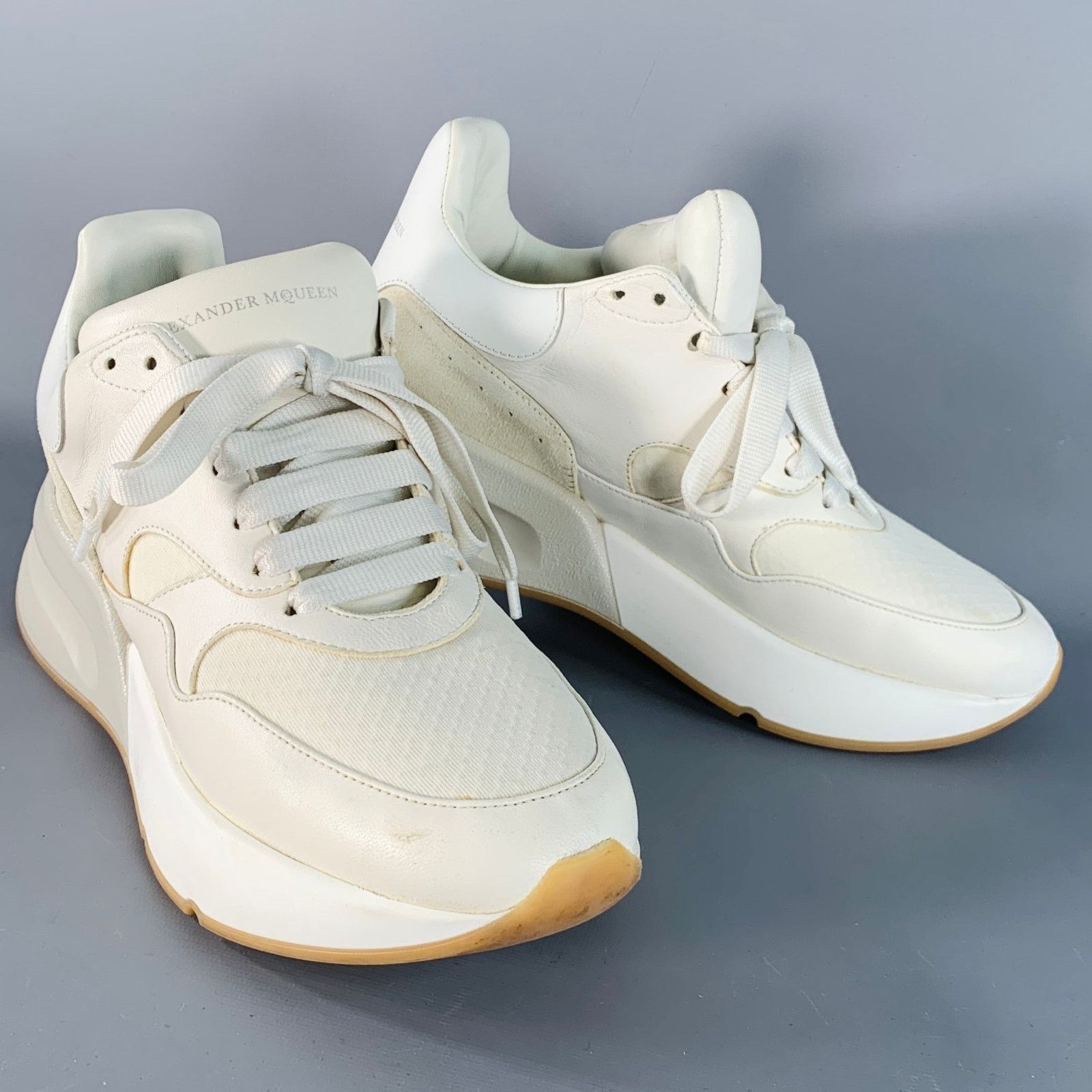 Alexander McQueen 8 White Ivory Rubber Sole Lace-Up Chunky Sneakers Size US 8 / EU 41 - 1 Thumbnail