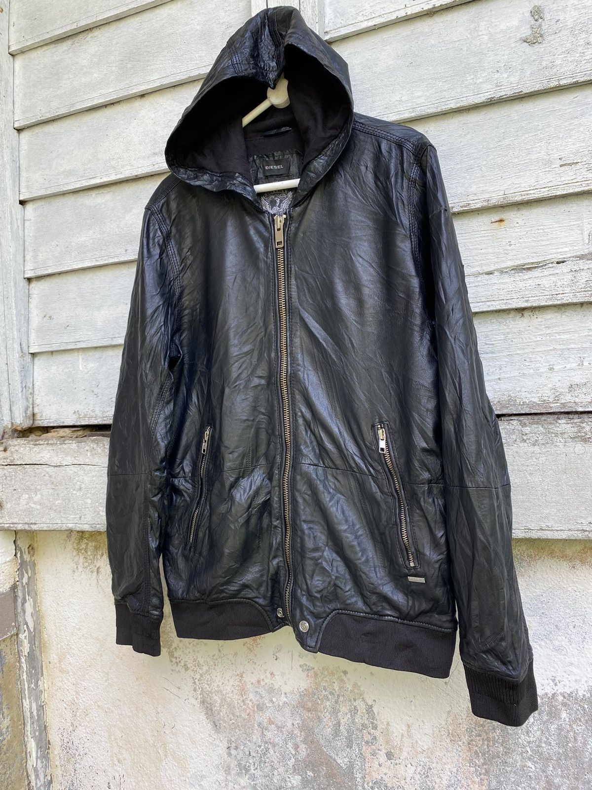 ジャケット・アウター 00s diesel Sheepskin Leather Jacket Diesel Hooded Zipper Sheepskin Leather Jacket