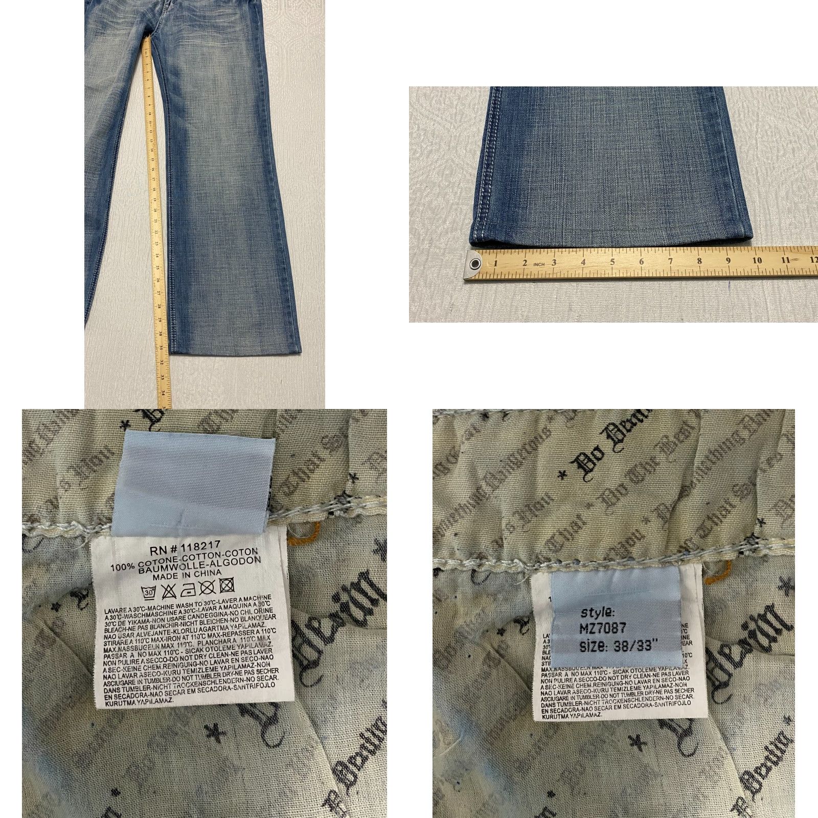 Denime Do Denim Jeans Wide-Leg Men's 38x31 Blue Denim Cotton 5-Pocket City Grunge Baggy Y2K Size US 38 / EU 54 - 8 Thumbnail