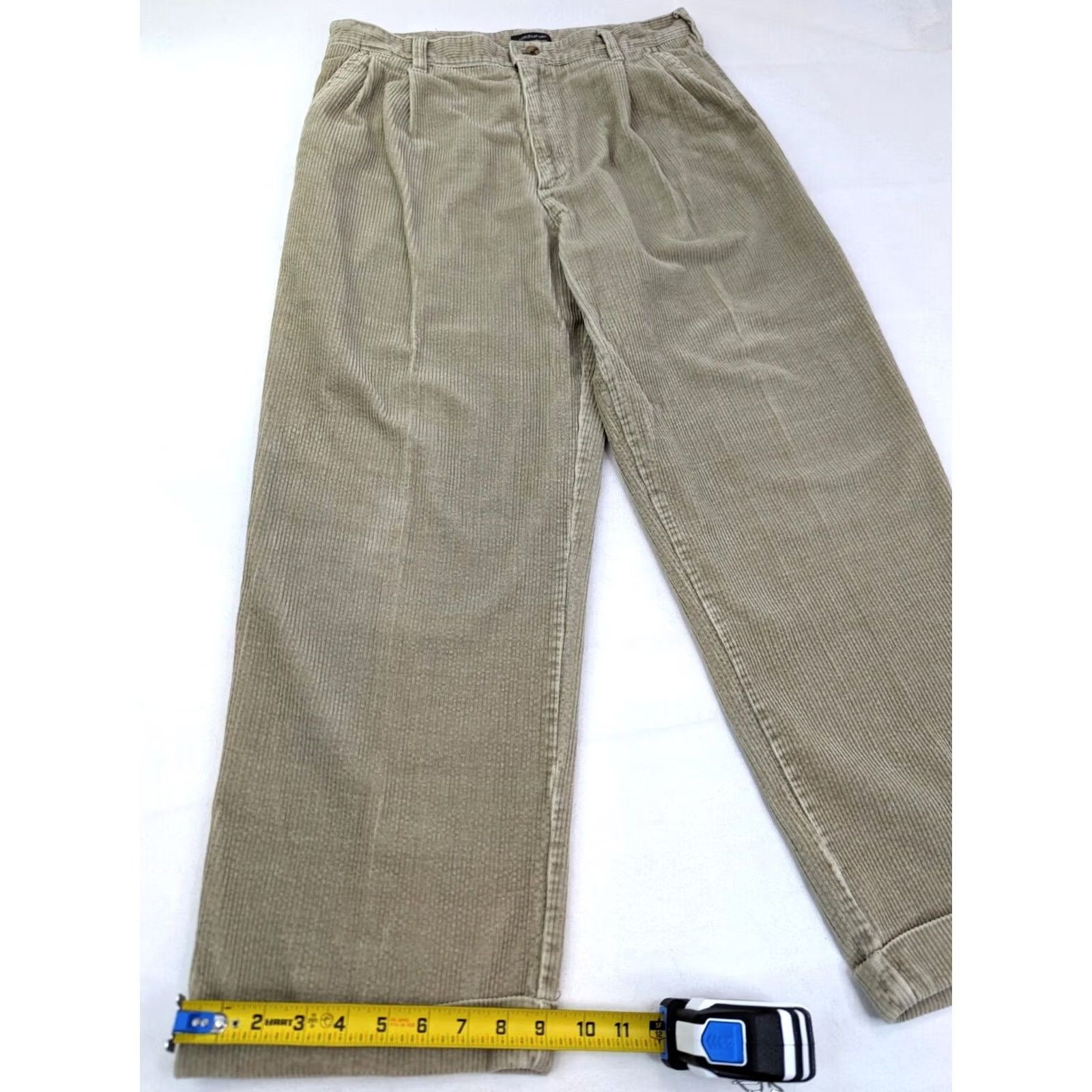 Croft & Barrow Croft & Barrow Pants Men 36x30 (Fits 34x28) Beige Corduroy Straight Pleated Cuff Size US 34 / EU 50 - 3 Thumbnail