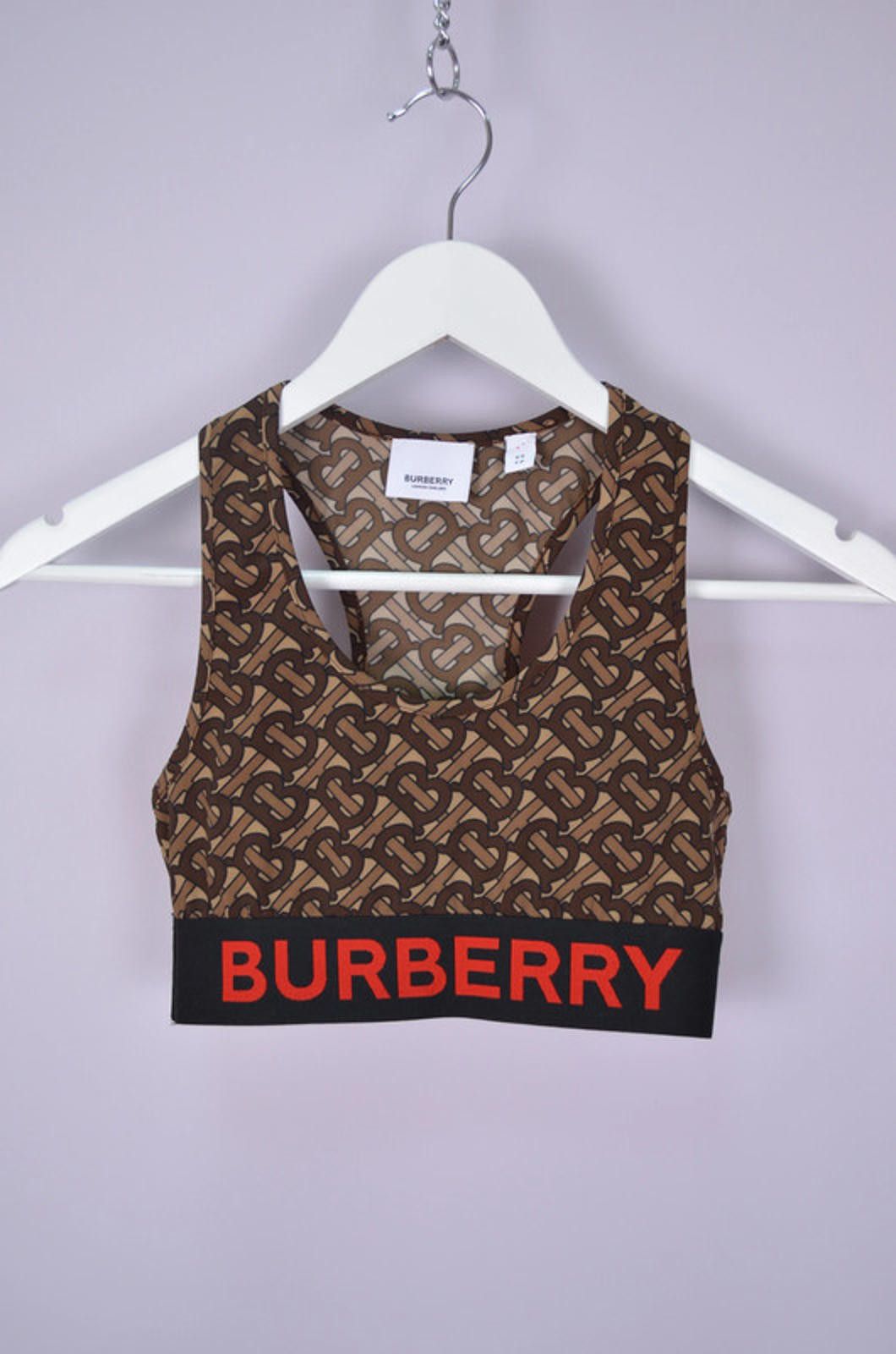 Burberry Burberry Monogram Print Sports Bra Brown Ailette Bra Size XS Size ONE SIZE - 1 Thumbnail