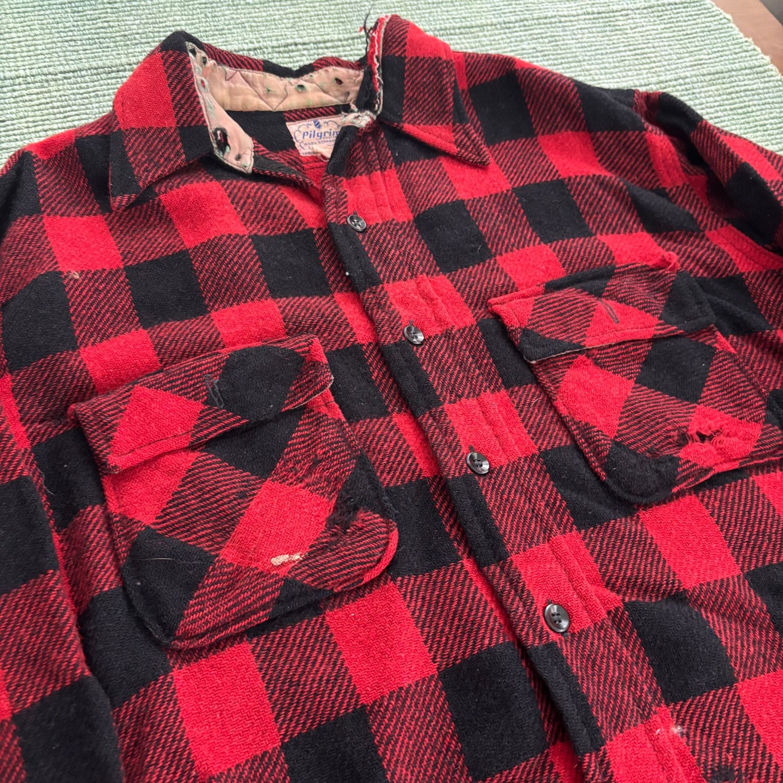 Vintage 1950s Pilgrim Vintage Red/Black Wool Flannel Shirt XL Size US XL / EU 56 / 4 - 4 Thumbnail