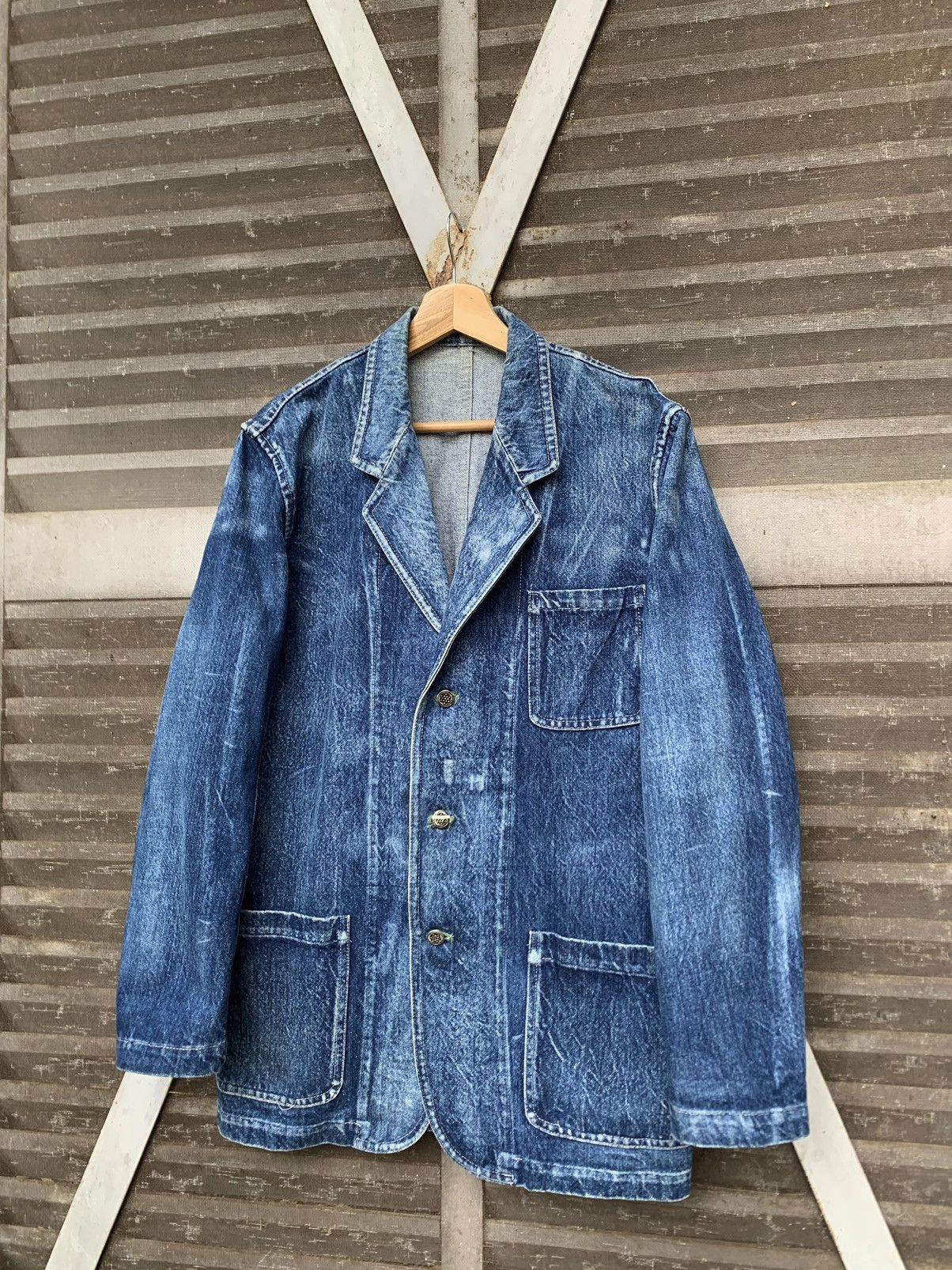 Yohji Yamamoto 👹VINTAGE YOHJI YAMAMOTO DENIM BLAZER JACKET Size US M / EU 48-50 / 2 - 12 Thumbnail