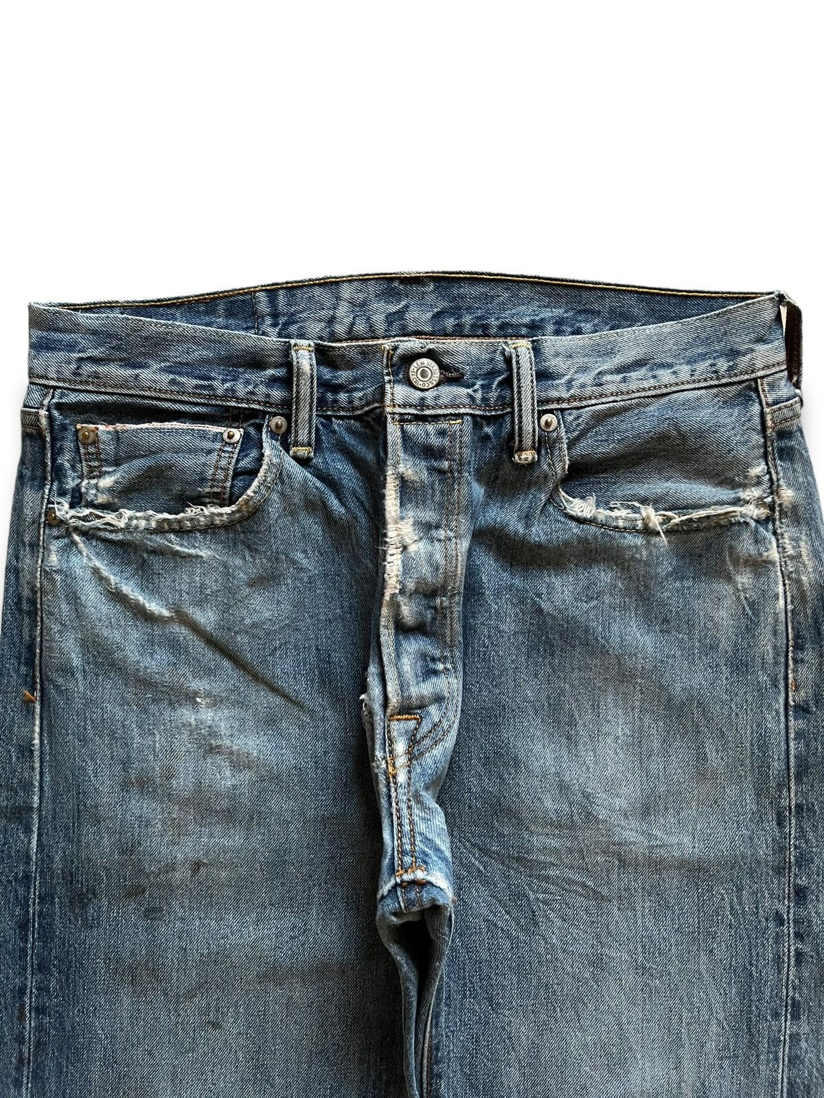 Levi's Vintage Levis 501 Selvedge Blue Denim Distressed Loose Jeans Size US 31 - 5 Thumbnail