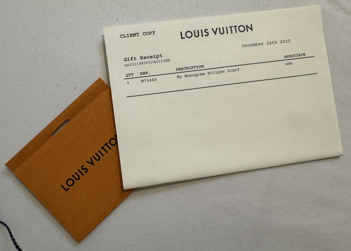 Louis Vuitton Louis Vuitton Monogram Eclipse Scarf M73468 Receipt Box Tags Size ONE SIZE - 7 Thumbnail