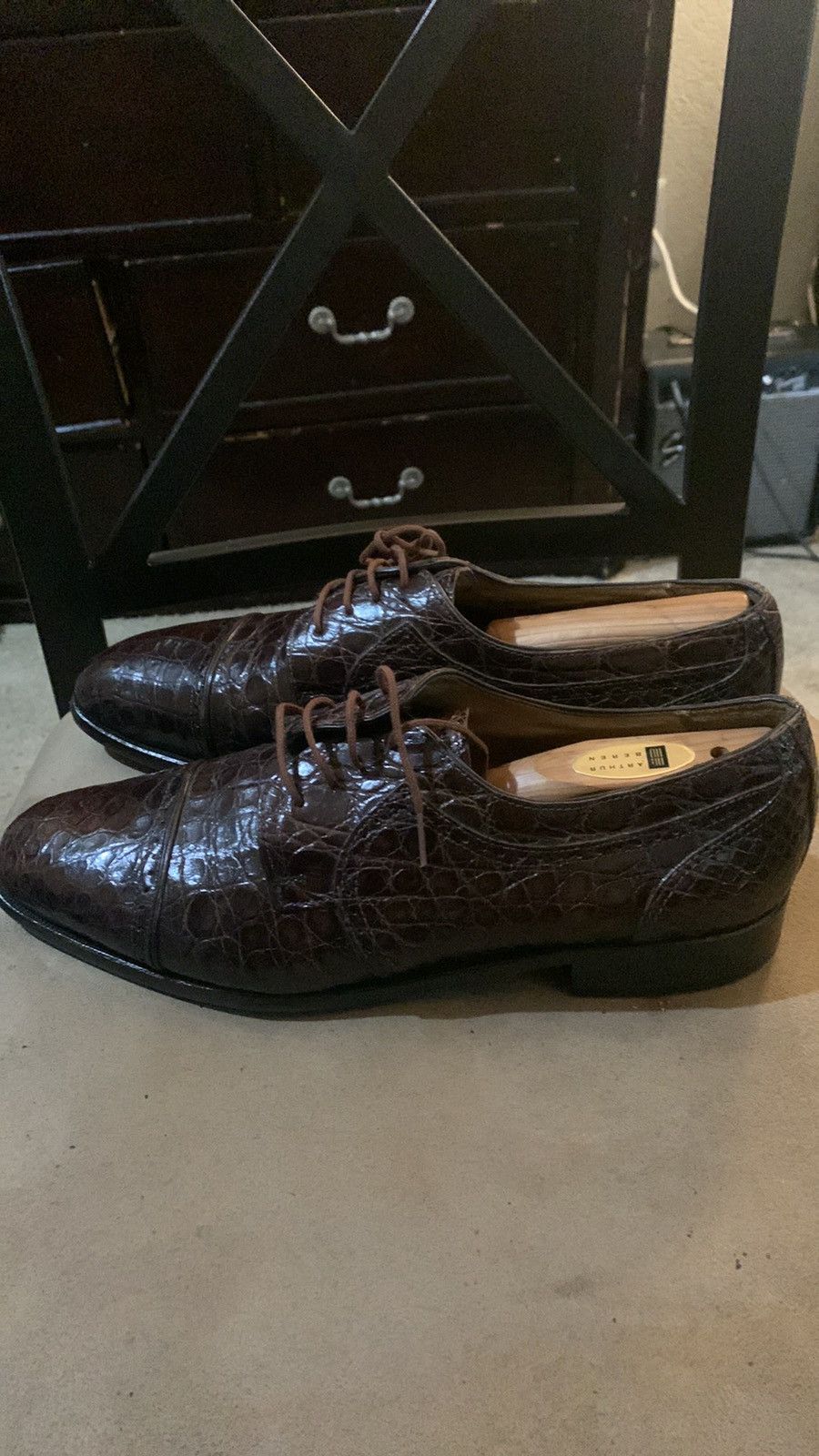 Zelli Genuine Andrea Crocodile Cognac Zelli Dress Shoes Size US 11 / EU 44 - 3 Thumbnail