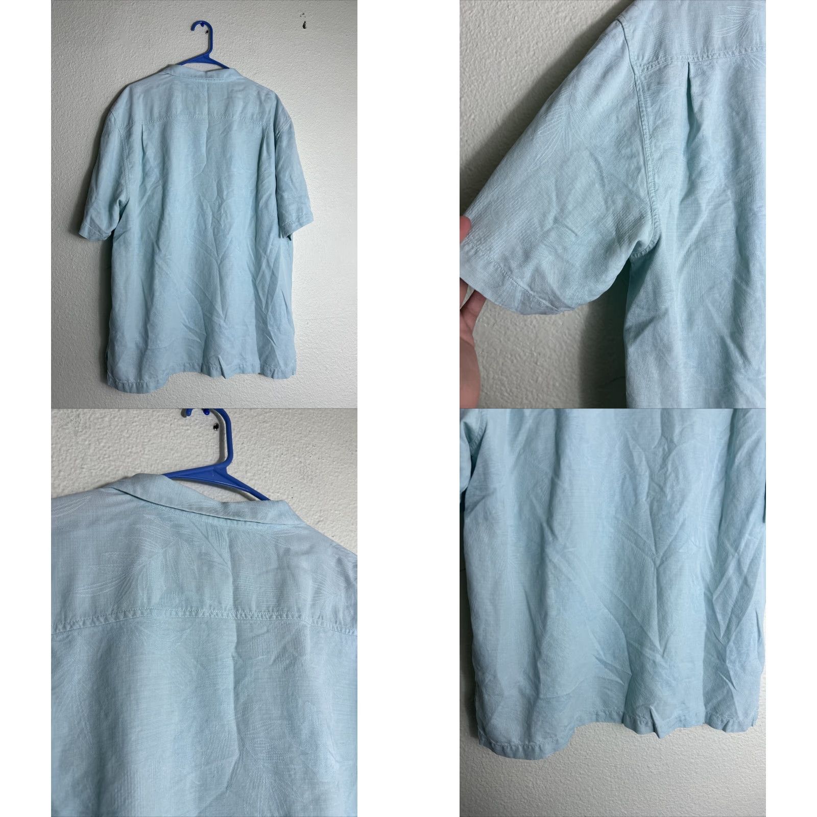Tommy Bahama VINTAGE Tommy Bahama Shirt Floral Silk Light Blue XL Short Sleeve Button-Up Mens Size US XL / EU 56 / 4 - 9 Thumbnail