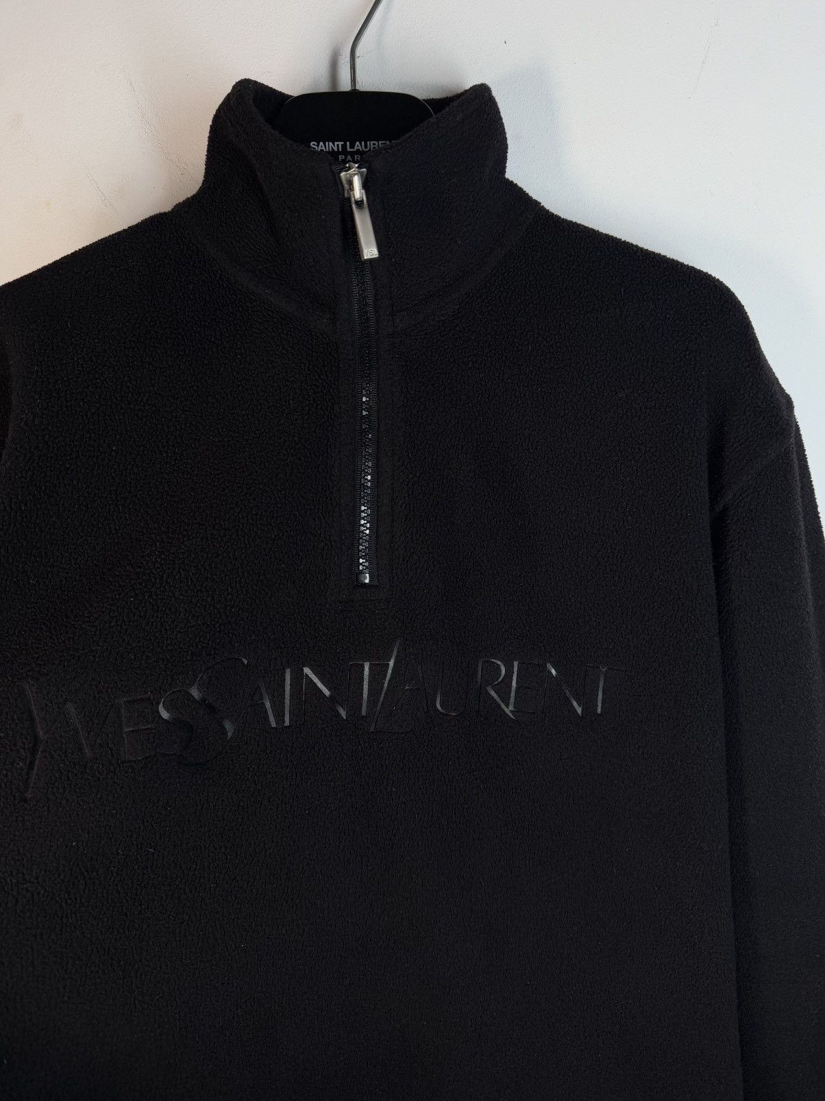 Yves Saint Laurent Fleece Black YSL Sweatshirt 1/4 Zip Big Logo YSL Sweater Size US S / EU 44-46 / 1 - 3 Thumbnail
