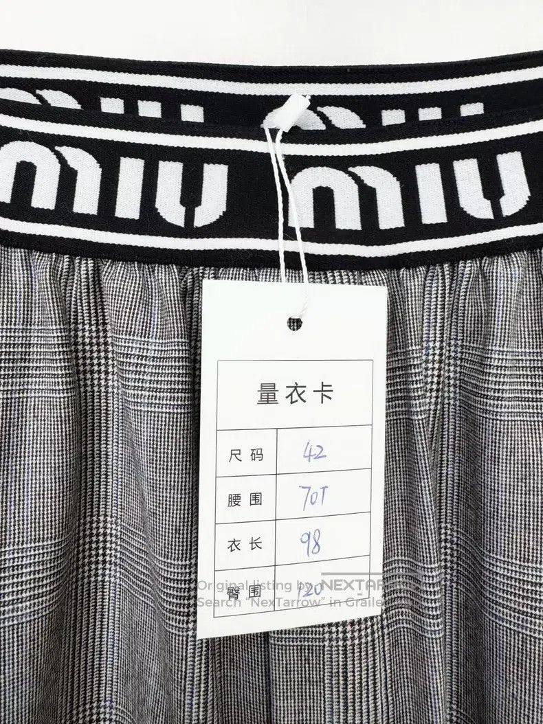 Miu Miu Miu Miu 42 Grey plaid slacks Size 41" - 8 Thumbnail