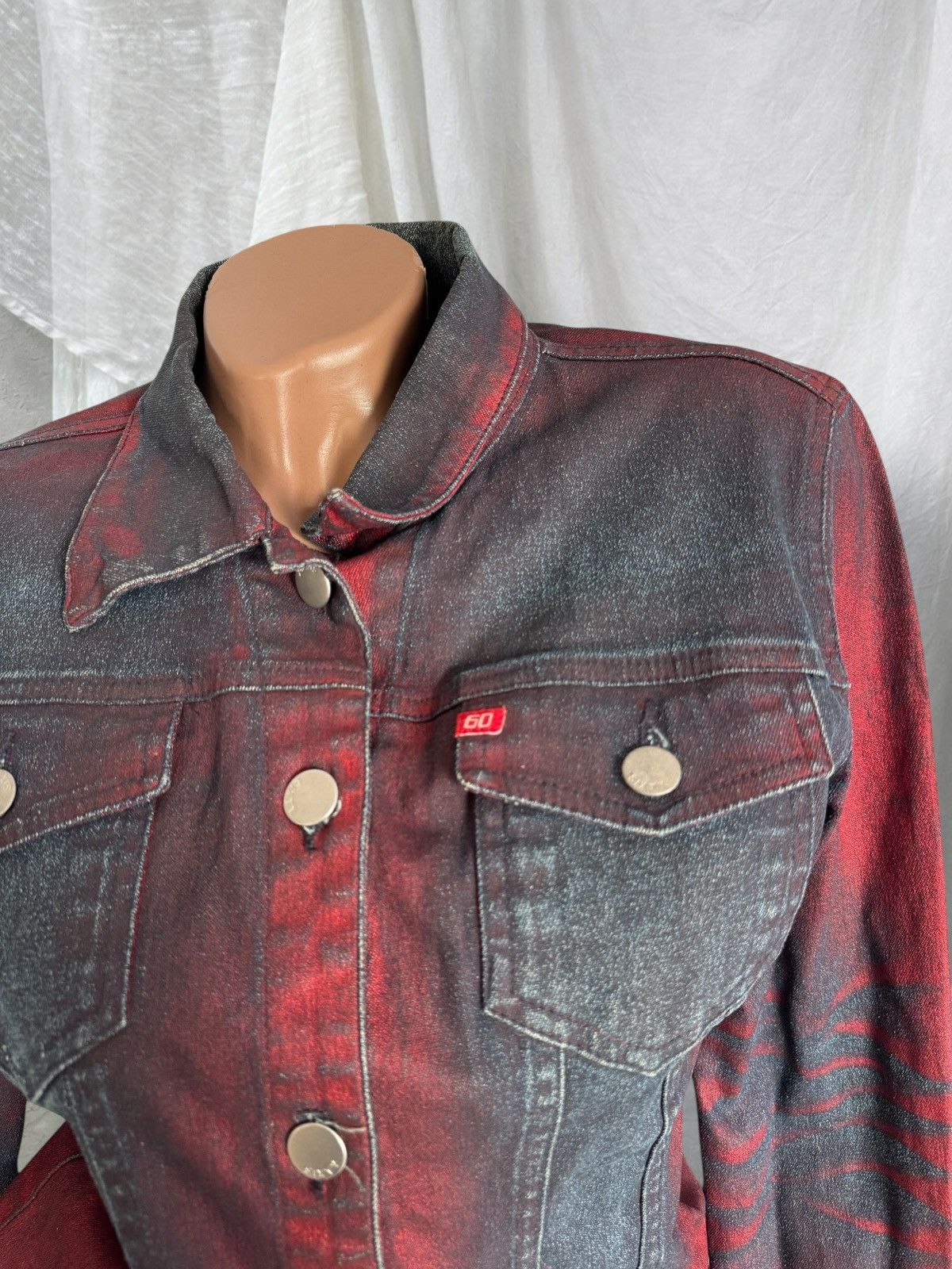 Miss Sixty Y2K Miss Sixty Vintage Red and Blue Acid Washed Denim Jacket Size S / US 4 / IT 40 - 5 Thumbnail