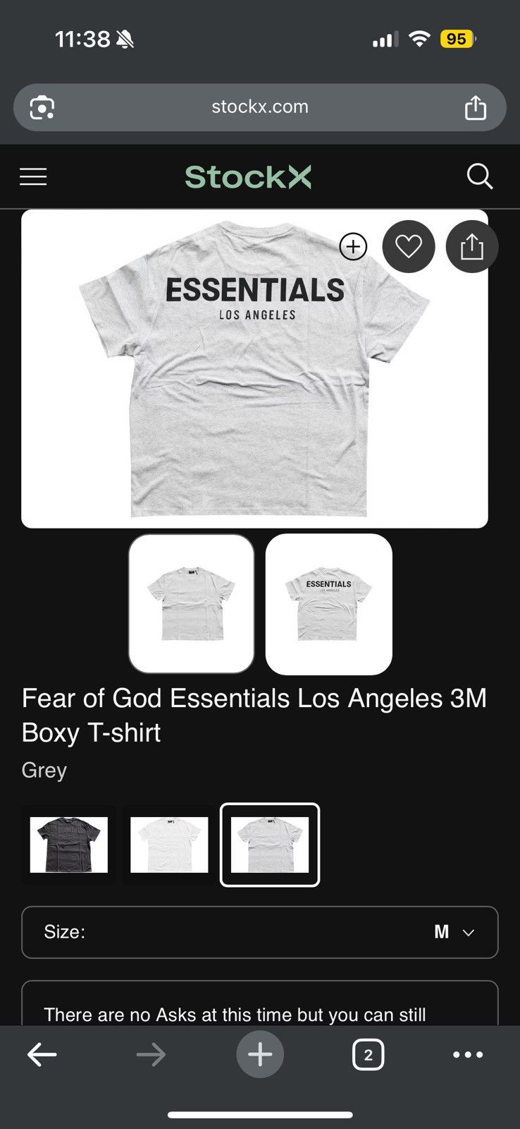 Fear of God 💥Fear of God Essentials 3M Los Angeles Logo Tee Grey SZ S Size US S / EU 44-46 / 1 - 8 Thumbnail