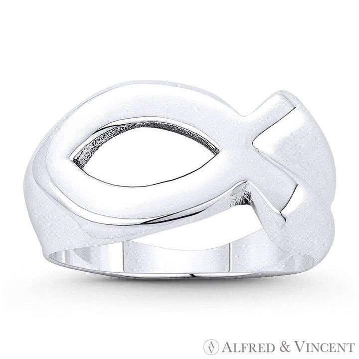 Other Ichthus Fish Jesus Symbol Catholic Ring in .925 Steng Silver Size ONE SIZE - 1 Preview