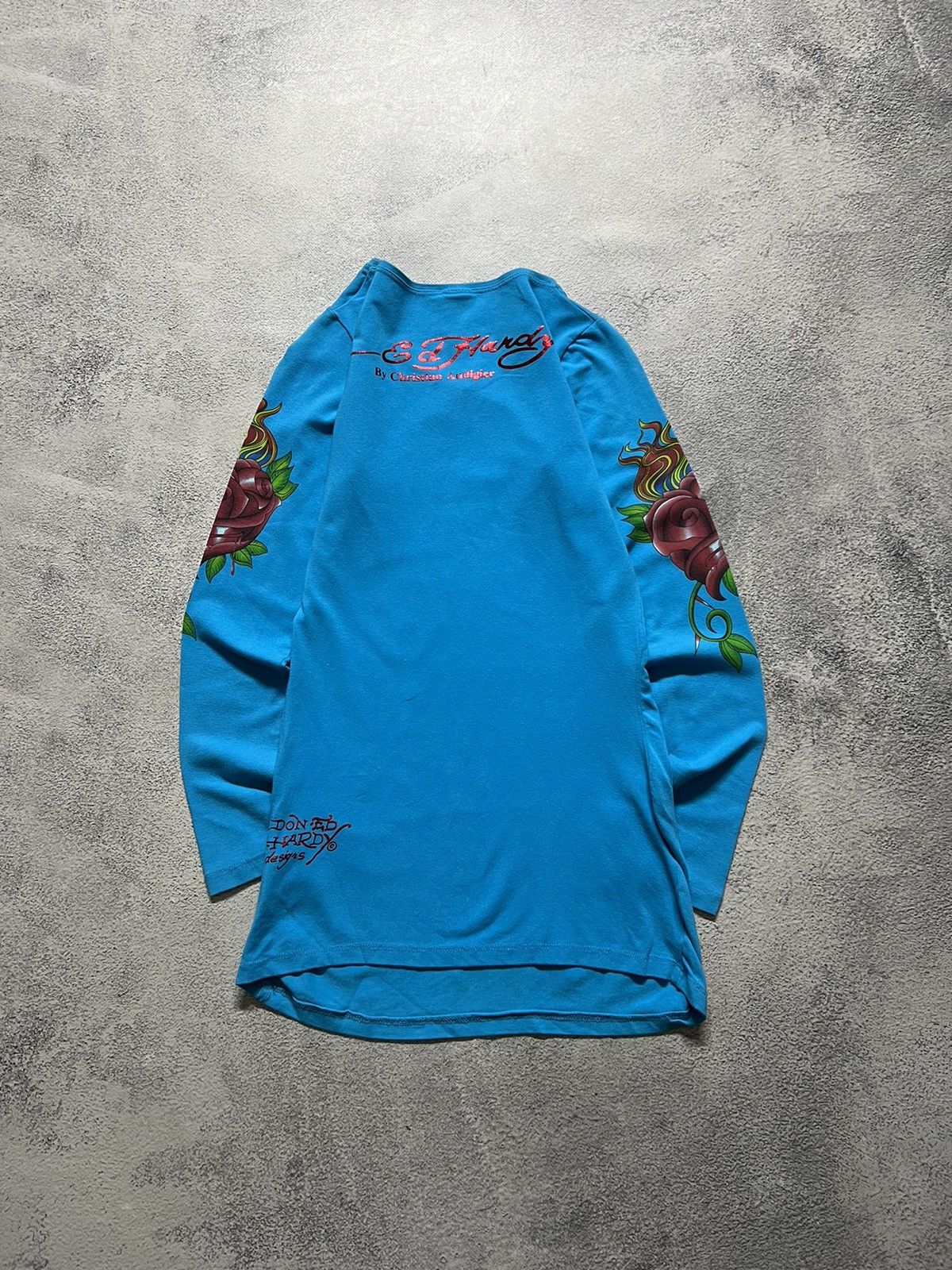 Ed Hardy Vintage Y2k Ed Hardy 🌹💙 Rosed Long Sleeve Dress 00’s Size S / US 4 / IT 40 - 5 Thumbnail