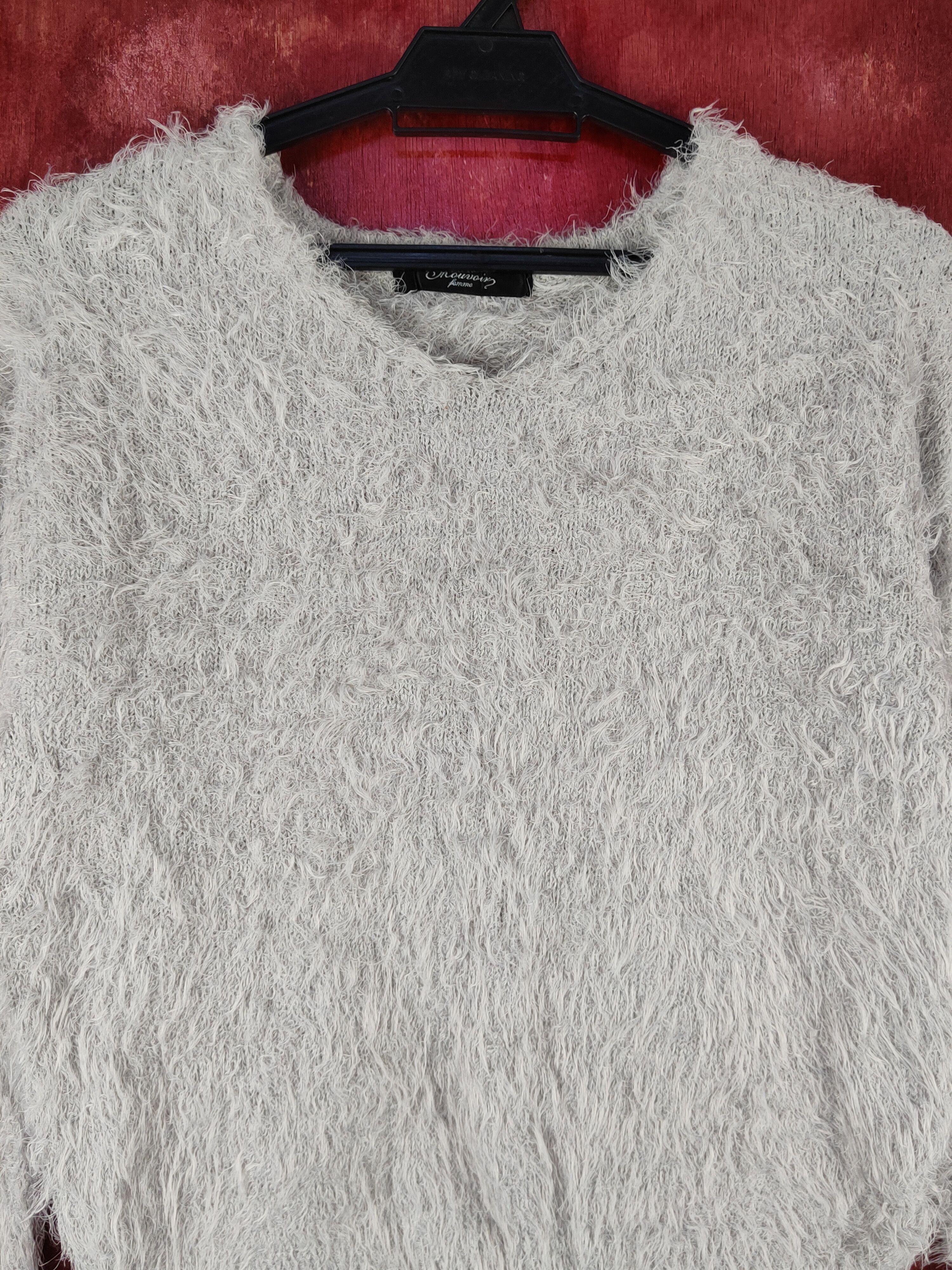 Homespun Knitwear Mouvior Femme Gray Shag Shaggy Fur Mohair Knitwear #S1993 Size M / US 6-8 / IT 42-44 - 2 Thumbnail