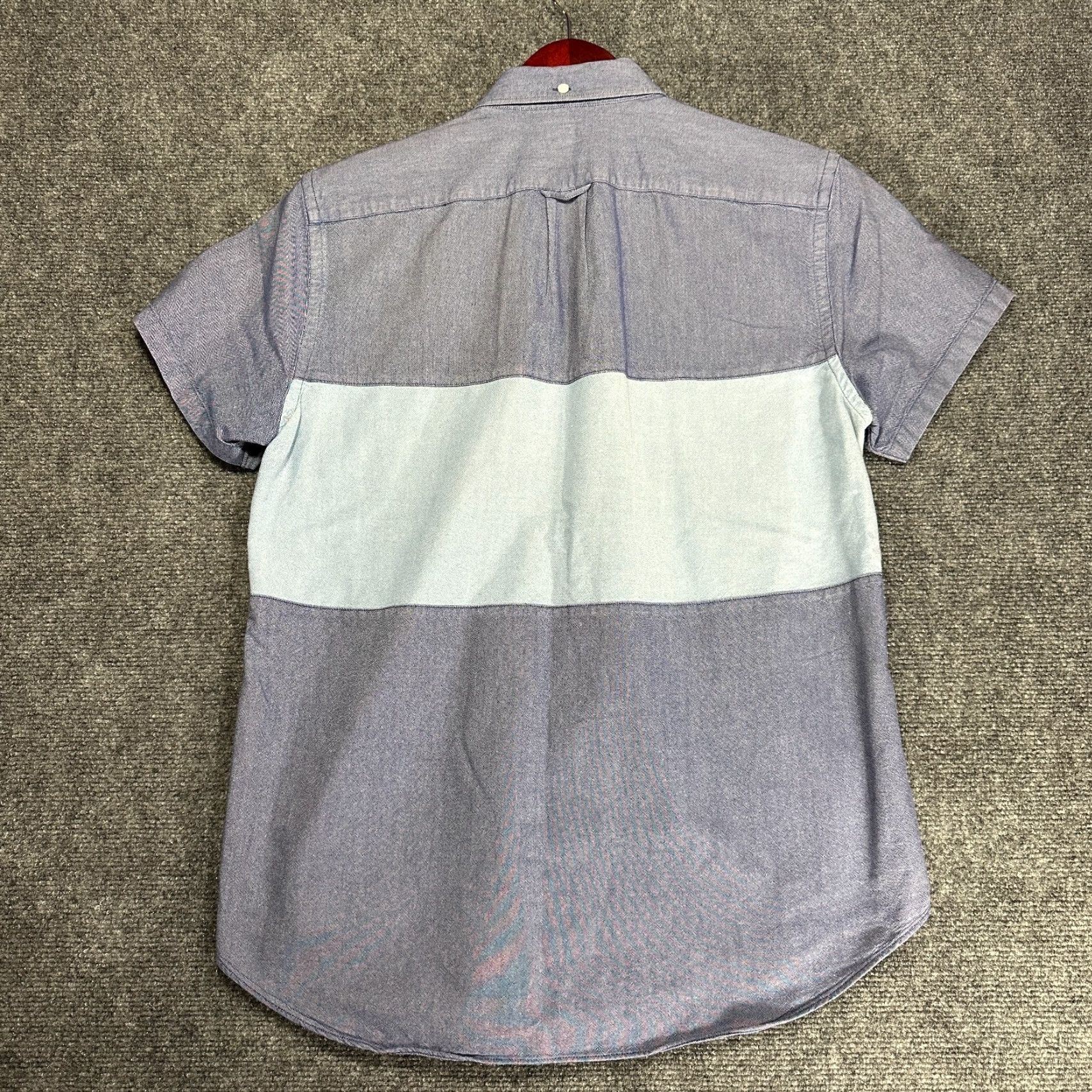J.Crew J.CREW Shirt Mens Medium Oxford Blue Colorblock Cotton Short Sleeve Button Down Size US S / EU 44-46 / 1 - 6 Thumbnail