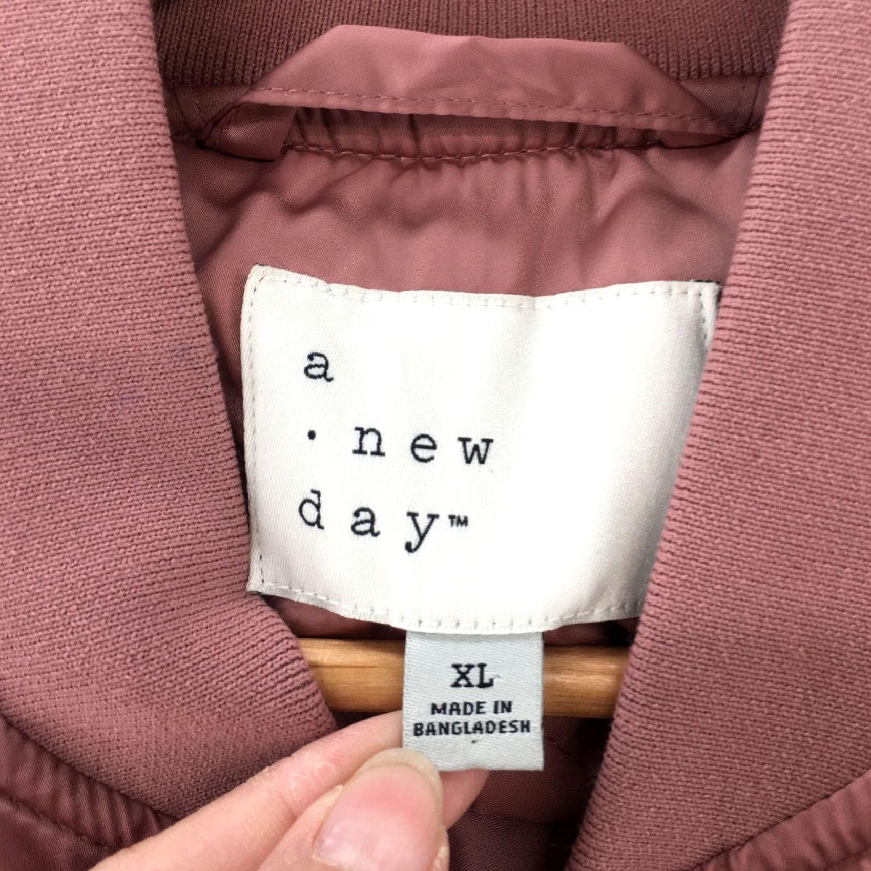 Vintage A New Day Bomber Jacket Womens XL Berry Pink Long Sleeve Full Zip Ribbed Cuffs Size XL / US 12-14 / IT 48-50 - 6 Thumbnail