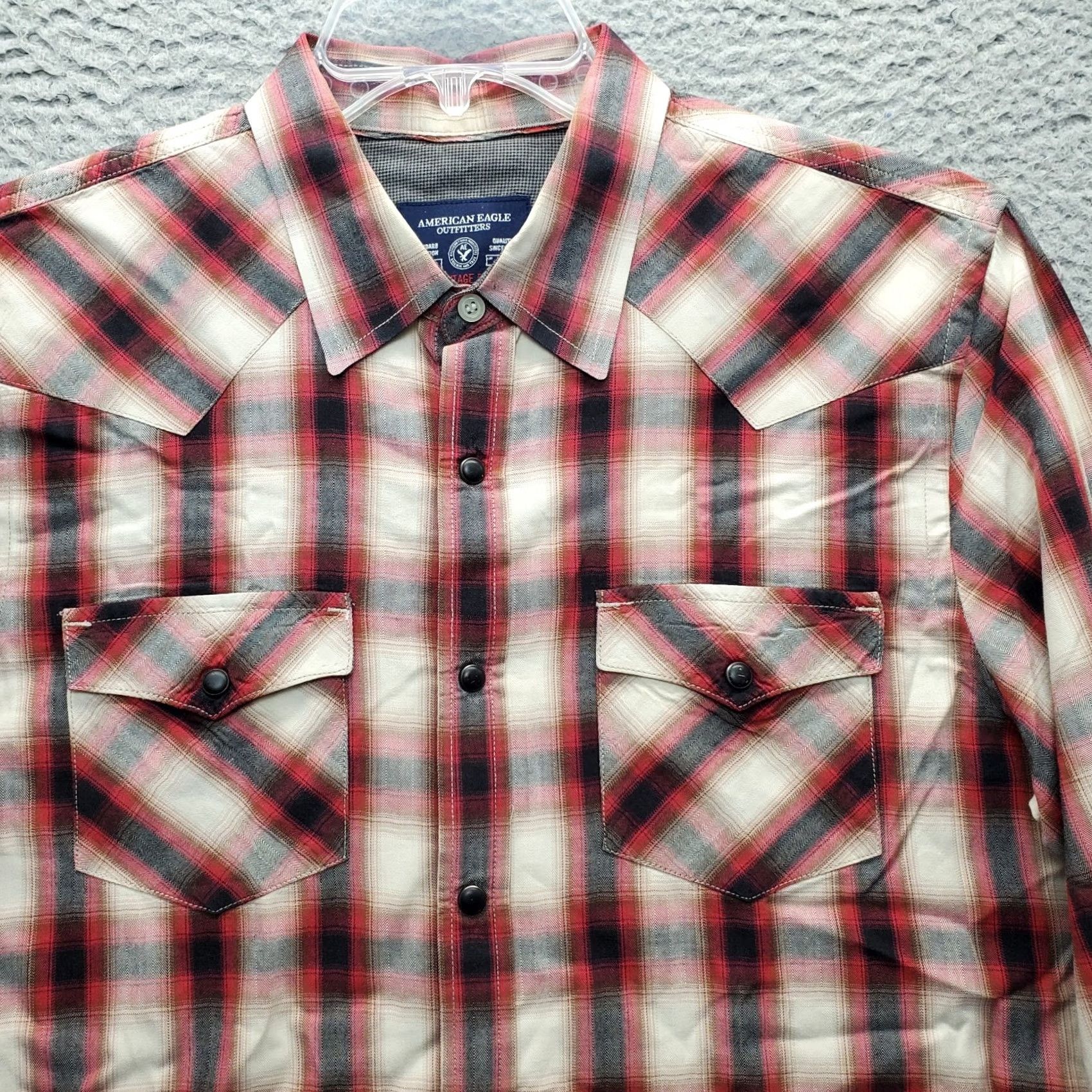 American Eagle Outfitters American Eagle Outfitters Western Shirt Mens L Multi Plaid Pearl Snap Casual Shirt Size US L / EU 52-54 / 3 - 3 Thumbnail