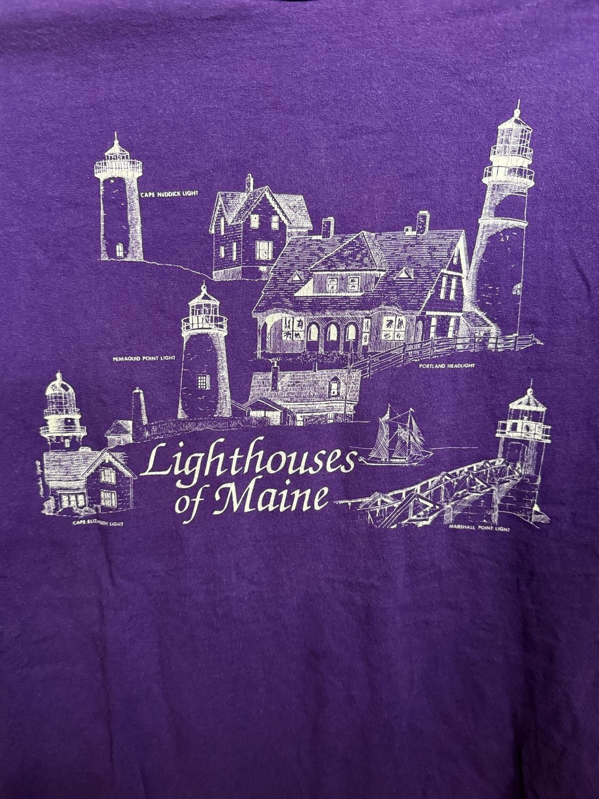 Jerzees VTG Lighthouses of Maine T-shirt Made in USA Tee XL Size US XL / EU 56 / 4 - 3 Thumbnail