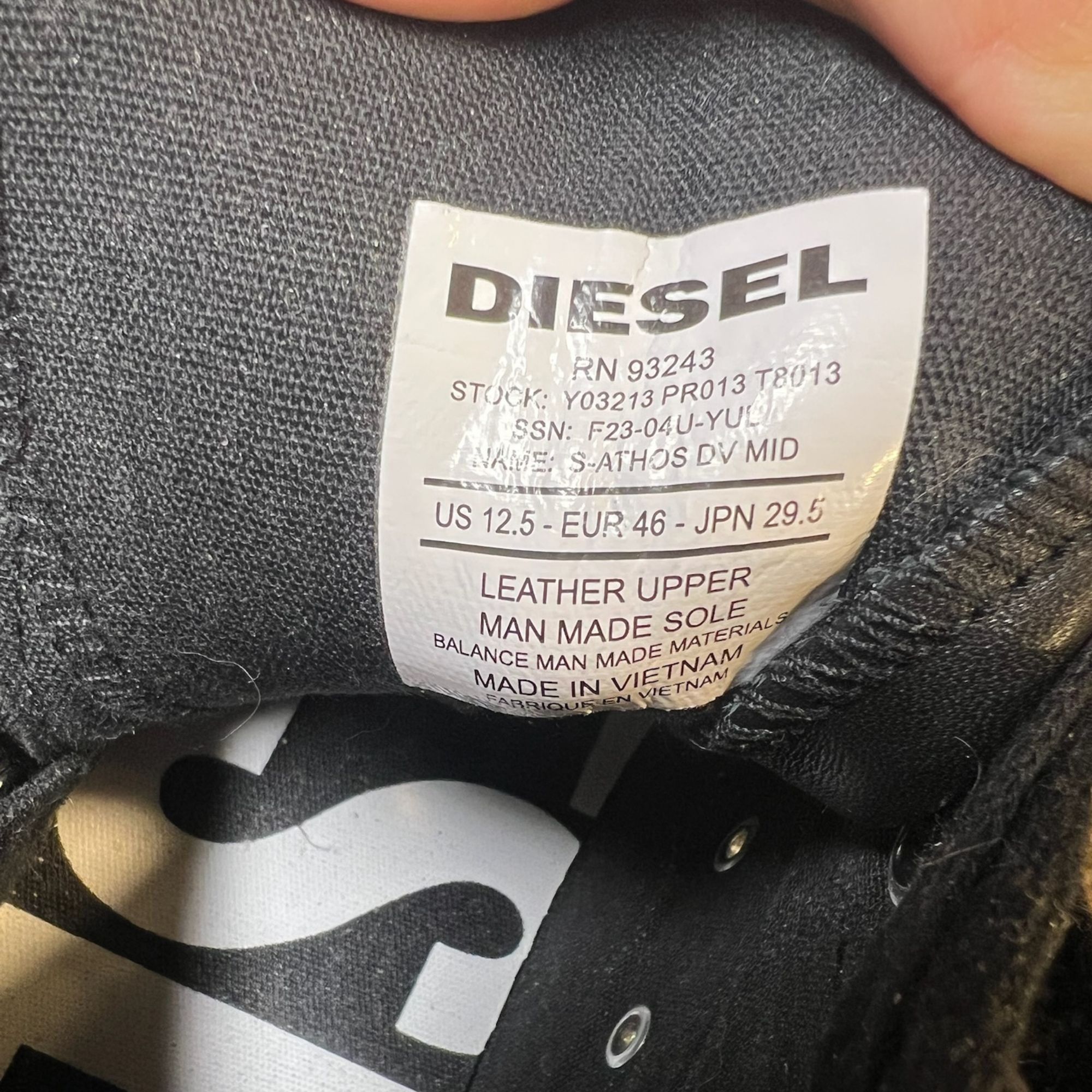 Diesel Diesel sz 12.5 S-Athos DV Mid Black Leather Sneakers Size US 12.5 / EU 45-46 - 9 Thumbnail