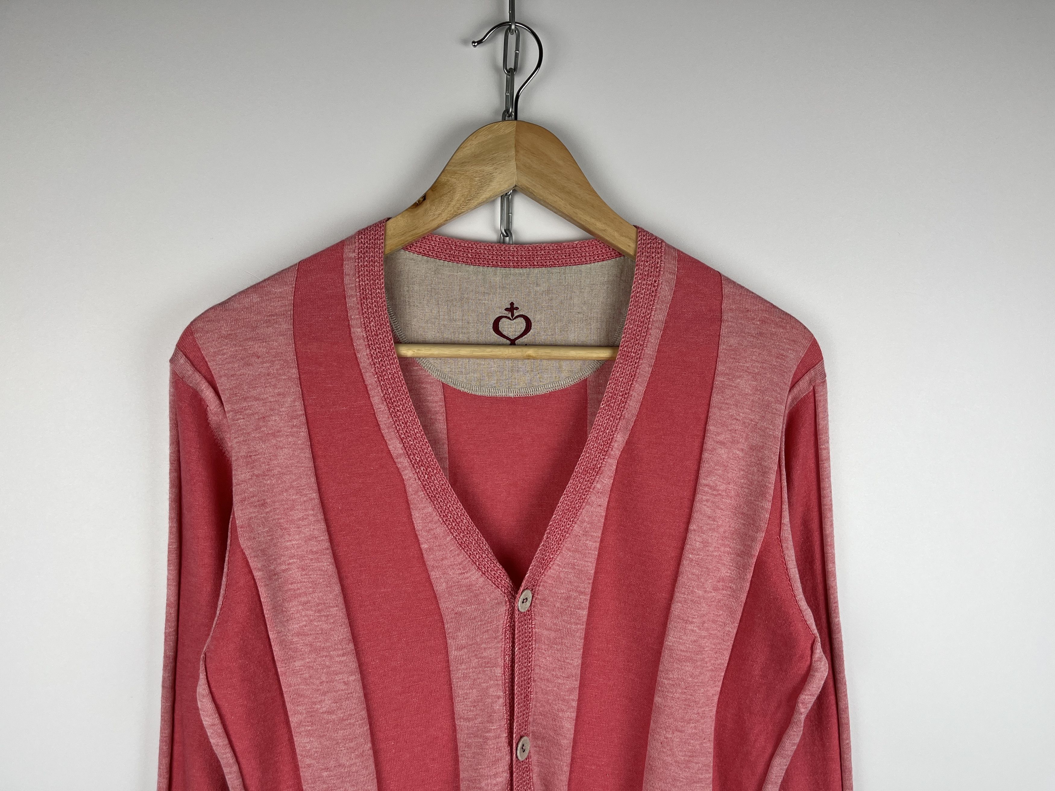 Japanese Brand Side Slope Cotton Cashmere Strip Cardigan Sweater Size US M / EU 48-50 / 2 - 2 Thumbnail