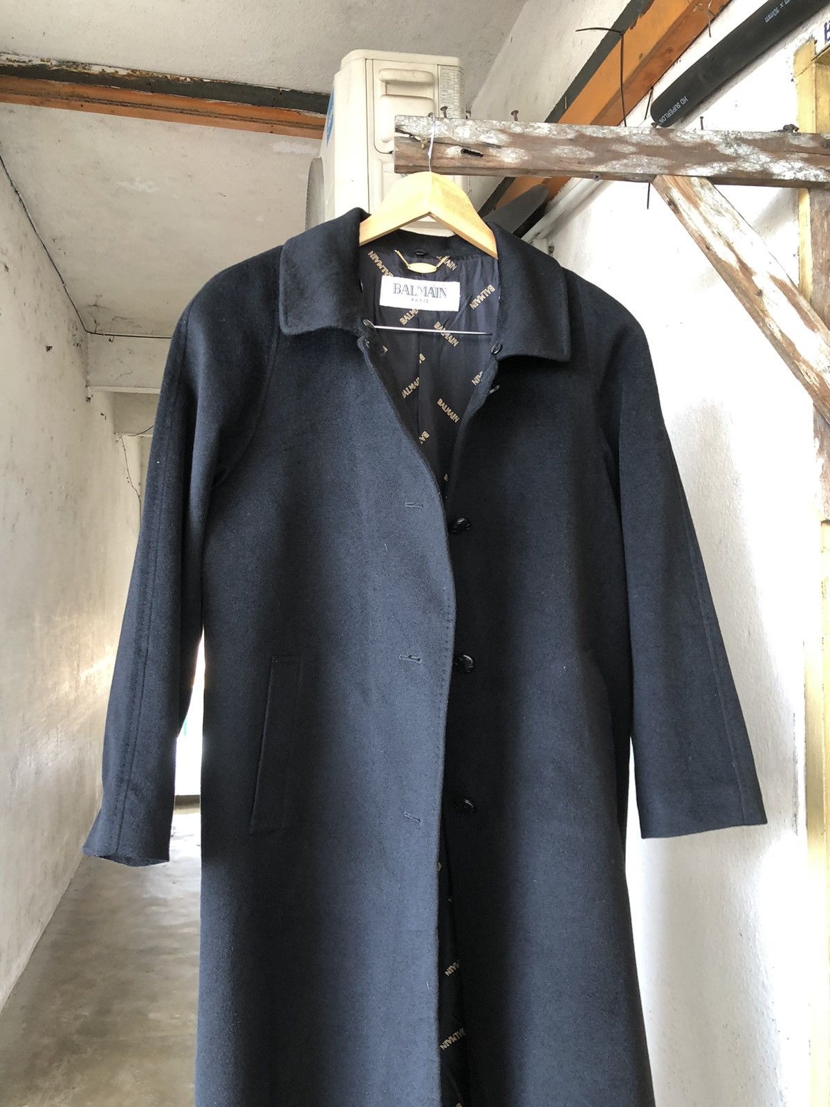 Balmain Authentic🔥 Balmain Cashmere Wool Long Coat Black Size L / US 10 / IT 46 - 15 Thumbnail