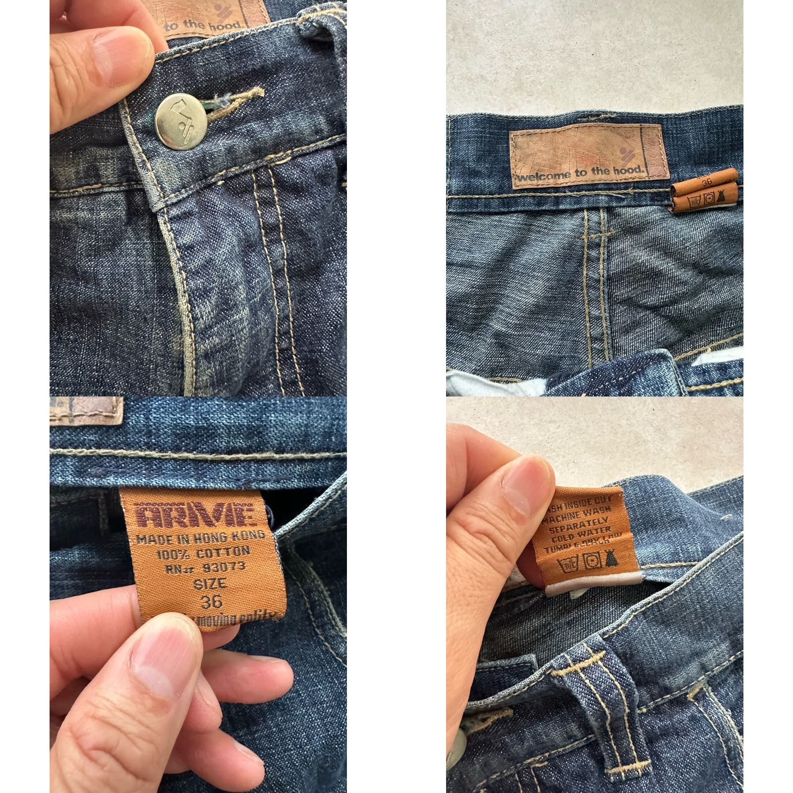 Denime VINTAGE ARME Welcome to the Hood Denim Shorts Graphics Mens 36 Baggy 90s Hip Hop Adjustable Inseam 13" Distressed Capas? Size US 36 / EU 52 - 8 Thumbnail