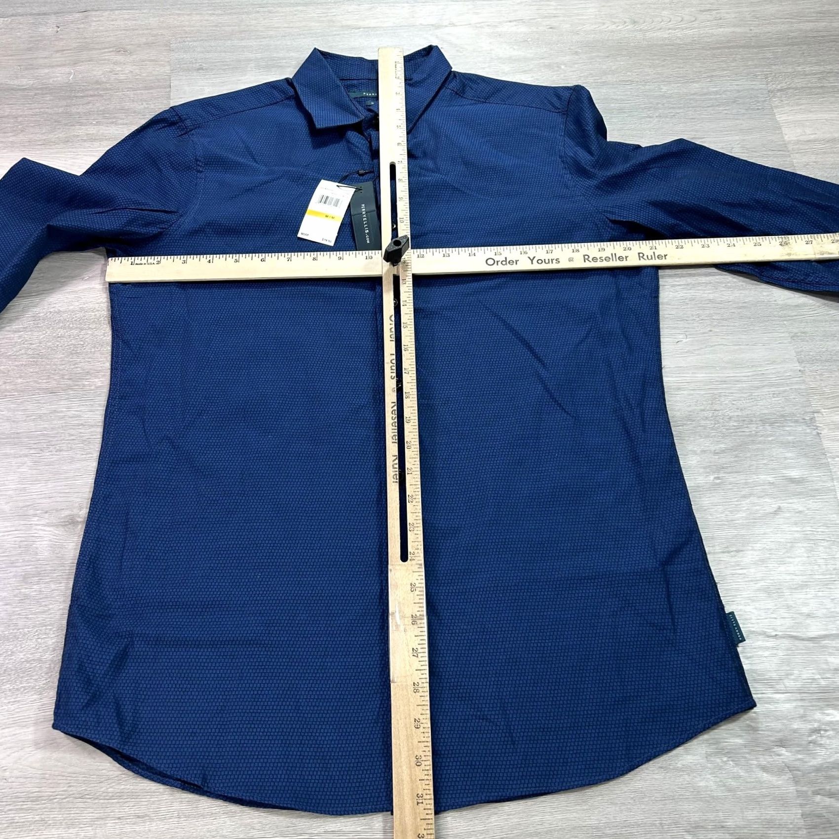 Perry Ellis Perry Ellis Shirt Mens Medium Blue Geometric Long Sleeve Button-Up Slim Fit Size US M / EU 48-50 / 2 - 7 Thumbnail