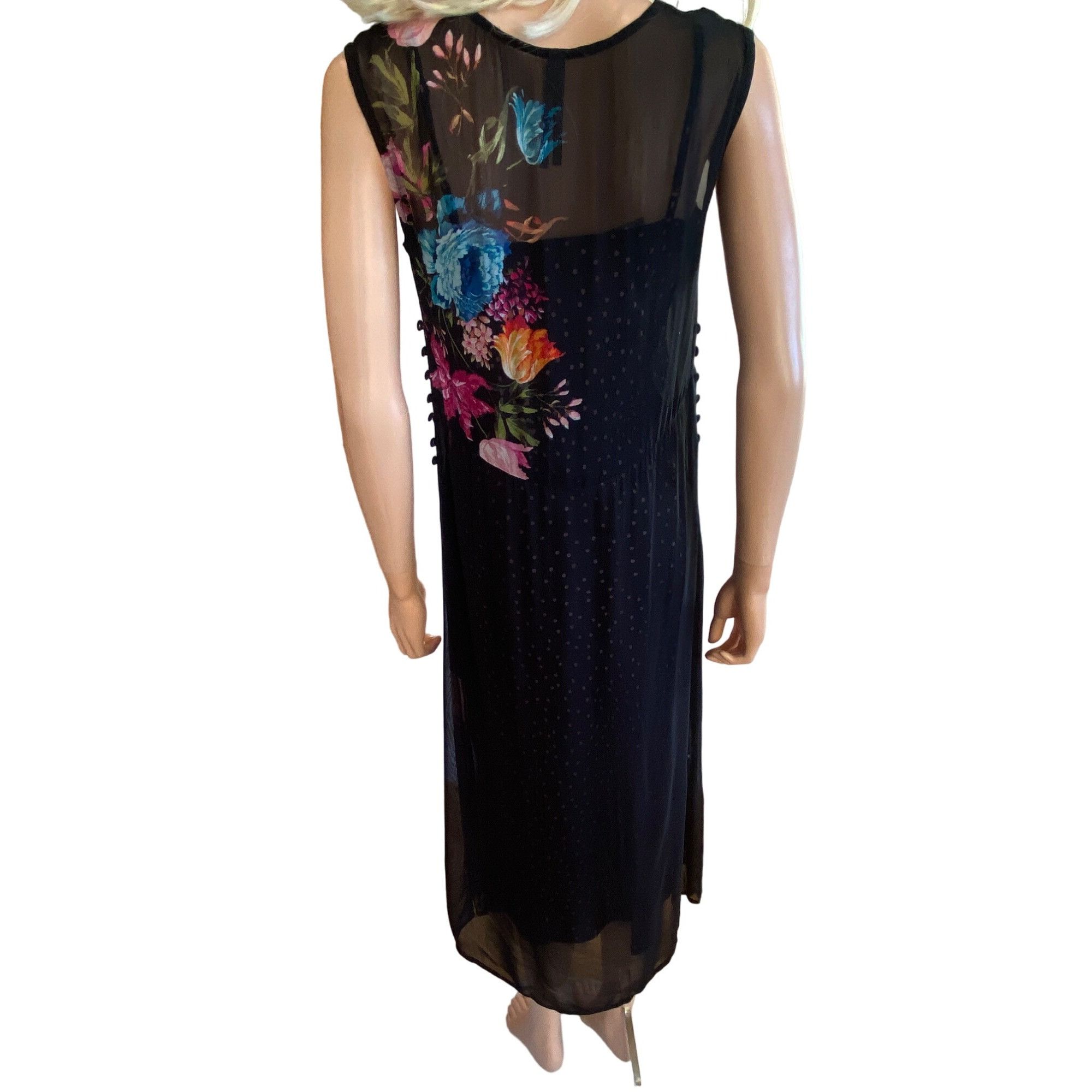 Anthropologie Anthropologie Layered Sleeveless Dress Black Floral Motif NW Size XS / US 0-2 / IT 36-38 - 10 Thumbnail