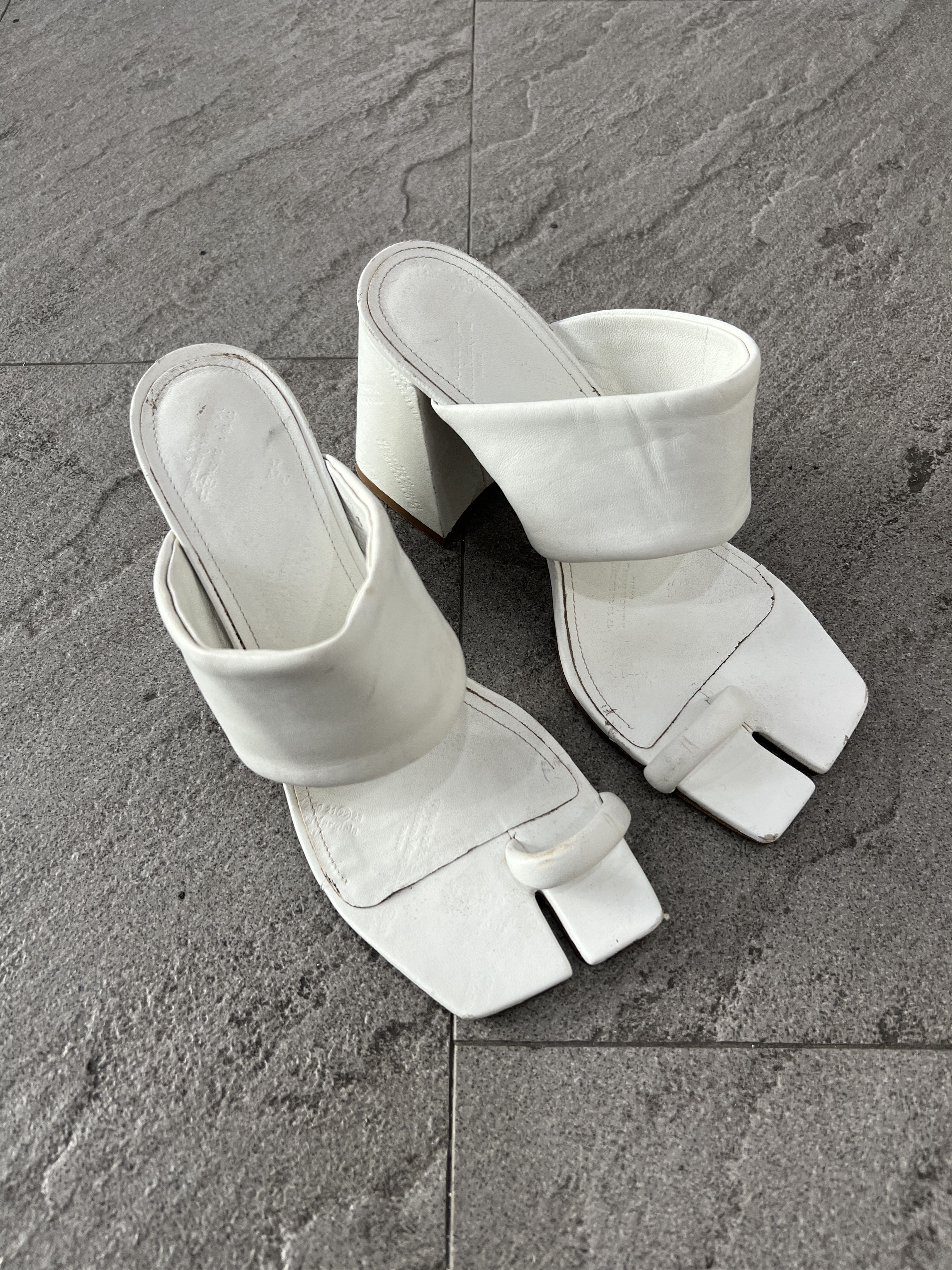 Maison Margiela Maison Margiela Tabi White Leather Heel Sandals Size 38 Size US 8 / IT 38 - 4 Thumbnail