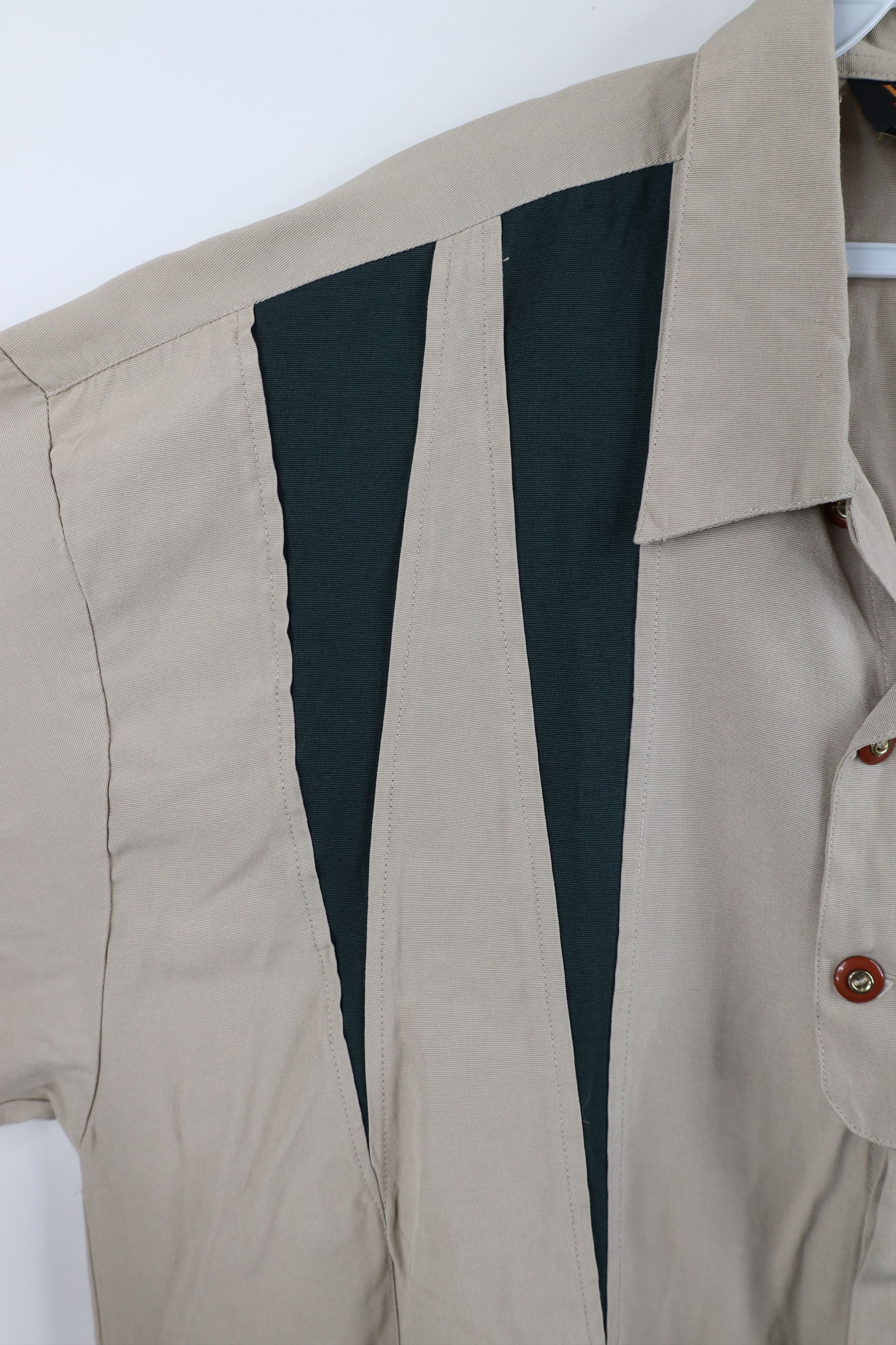 Vintage Vintage 90s Rockabilly Baggy Collared Button Shirt Beige Size US XL / EU 56 / 4 - 4 Thumbnail