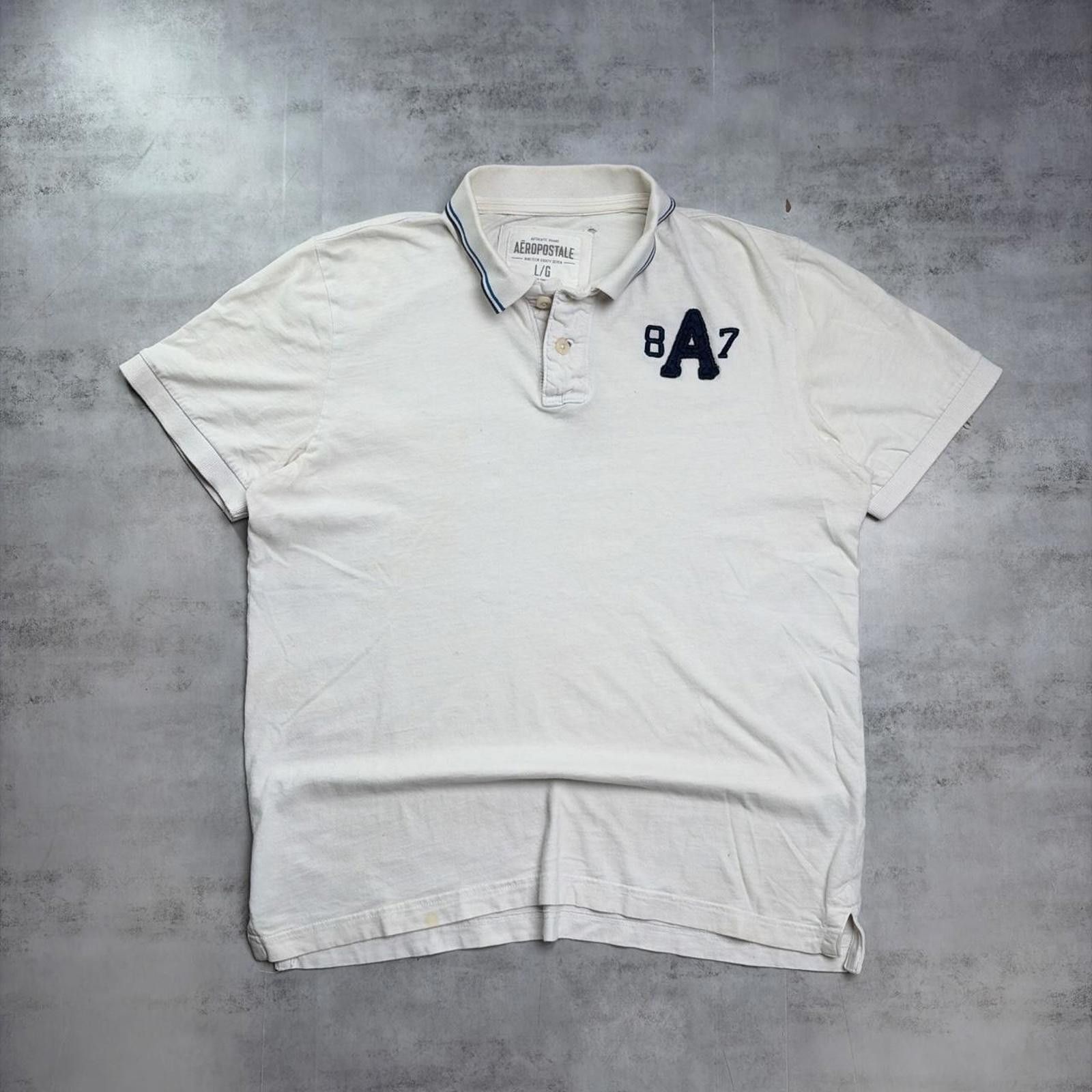 Aeropostale Y2K White Aeropostale Grunge Skater Distressed Polo Shirt Size US L / EU 52-54 / 3 - 1 Thumbnail