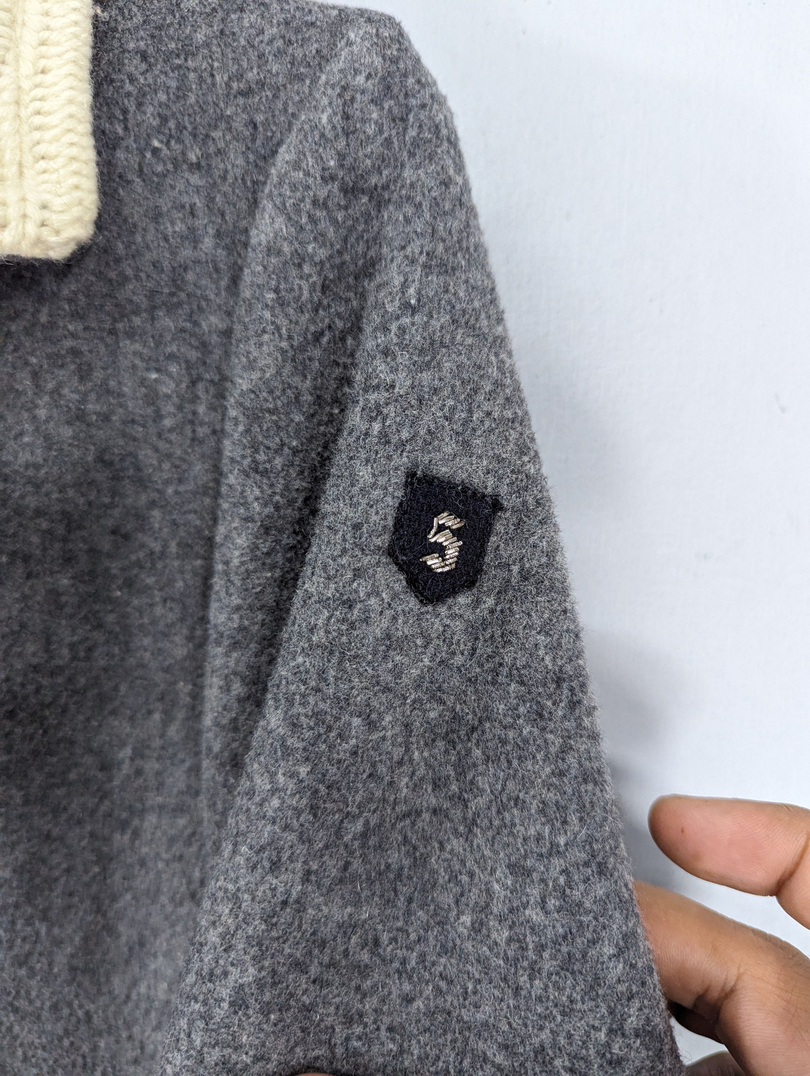 Designer Blanc Basque Wool/Cable Knit Double Breasted Coat Jacket Size XS / US 0-2 / IT 36-38 - 6 Thumbnail
