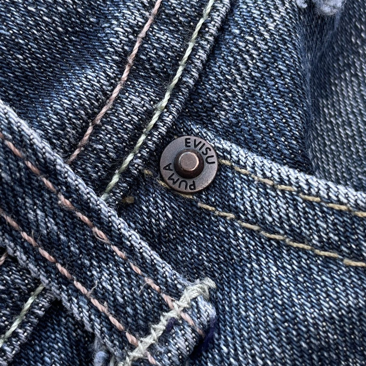 VINTAGE Y2K EVISU X PUMA DISTRESSED WASHED DENIM PANTS