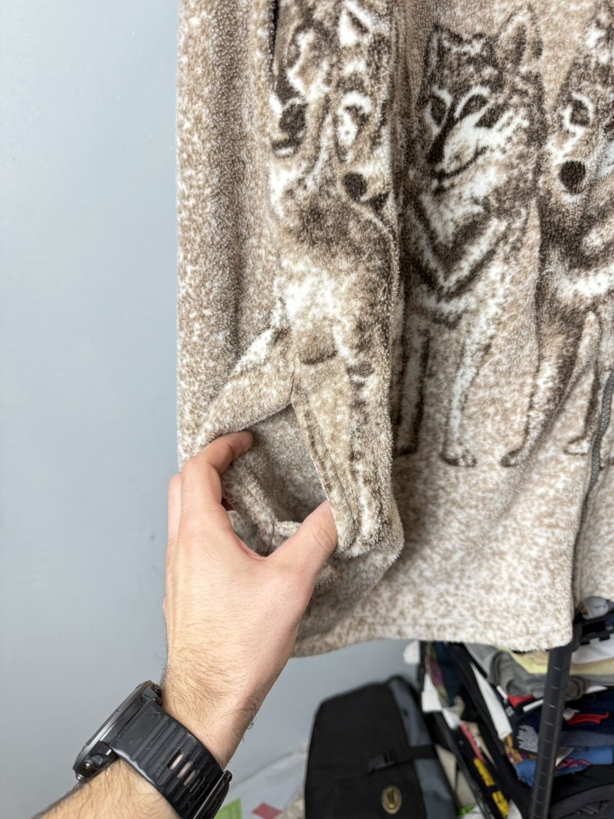 Vintage Vintage Wolf Fleece Jacket Supreme Style Print All Over Size US M / EU 48-50 / 2 - 7 Thumbnail