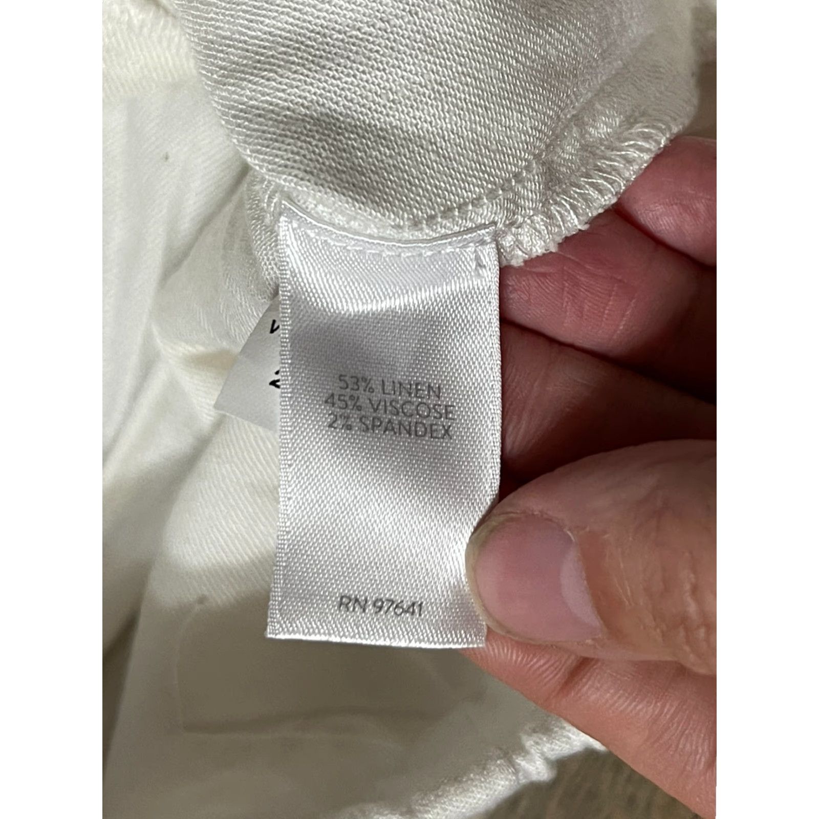J. Jill J. Jill Pants Women's Medium White Pull On Linen Blend Stretch Casual Regular Inseam 25 in Ankle (Free Return) Size 32" / US 10 / IT 46 - 5 Thumbnail