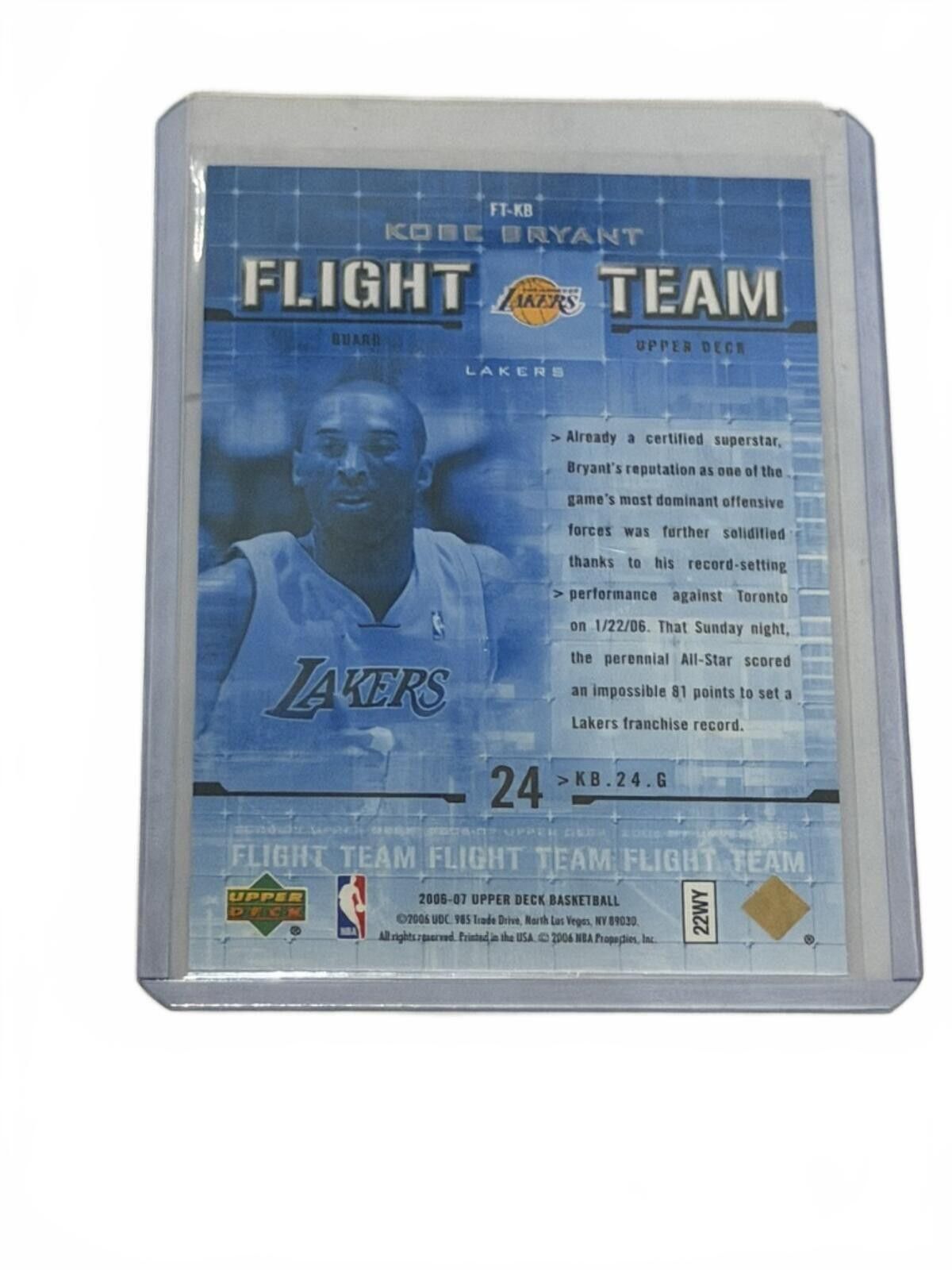 Other 2006-07 Upper Deck Flight Team Kobe Bryant FT-KB Size ONE SIZE - 2 Thumbnail