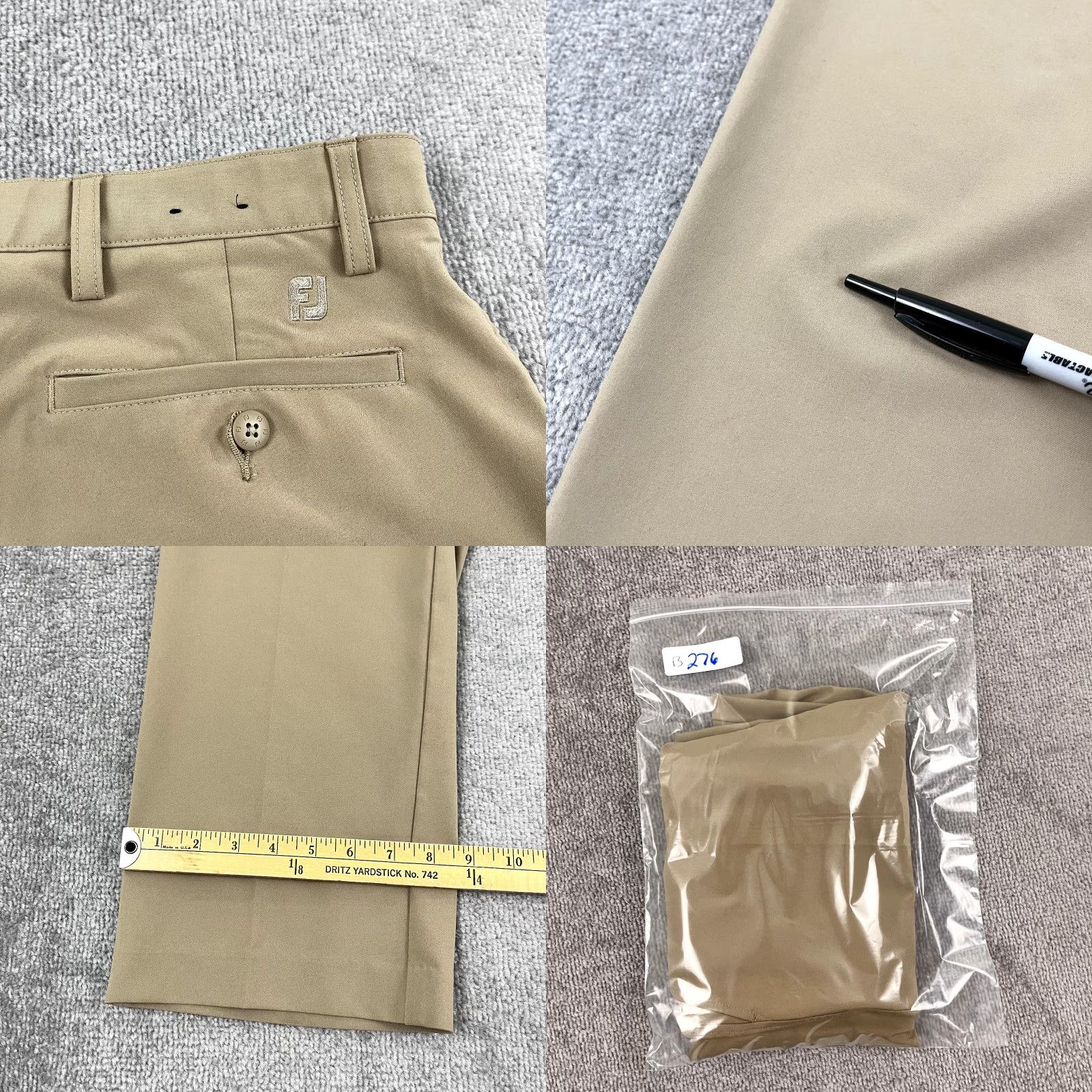 Footjoy FootJoy Pants Mens 32 x 32 Straight Leg Brown Golf Performance Trousers Pleated Size US 32 / EU 48 - 8 Thumbnail