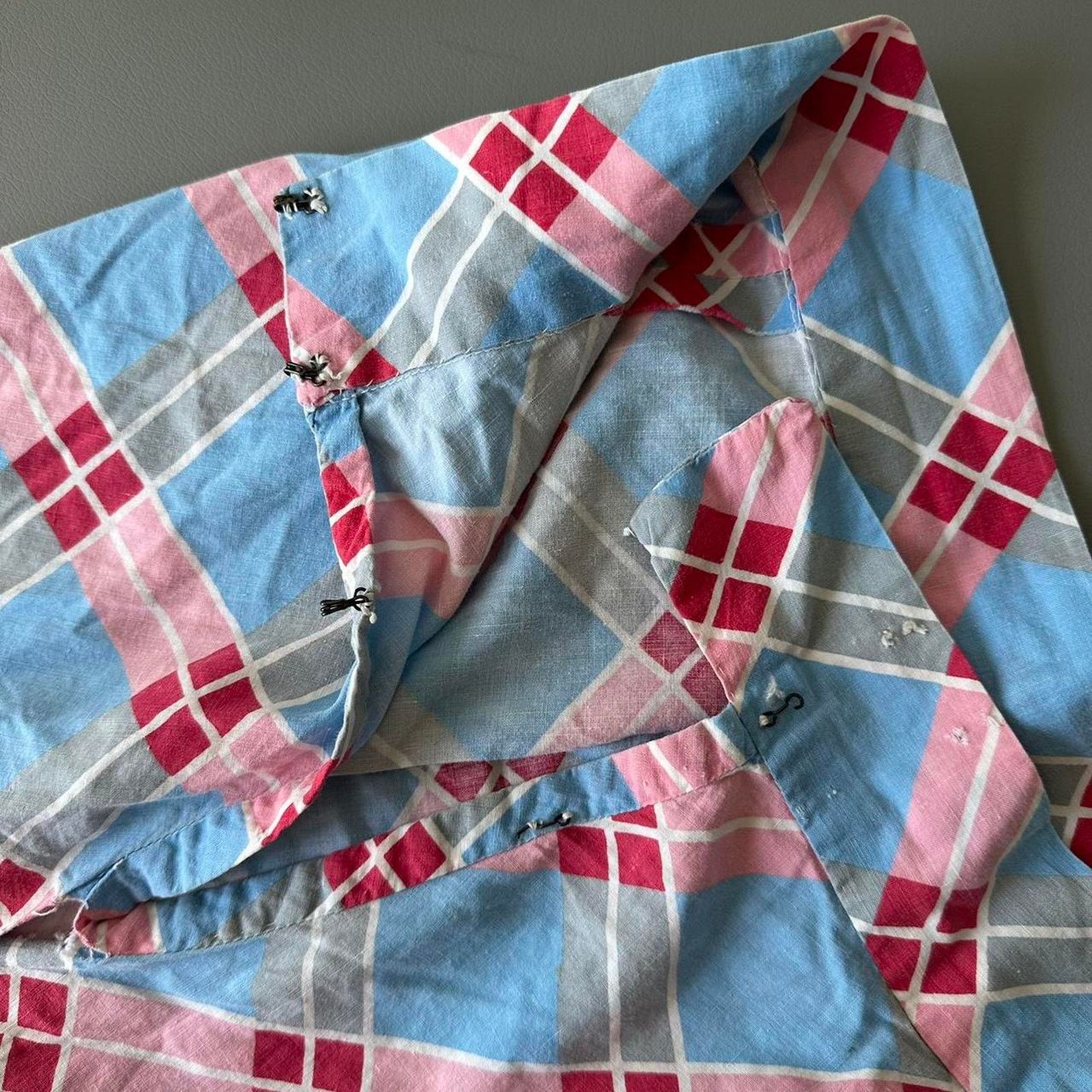 Vintage Vintage 60s 70s Hand Made Plaid Checkered Long A-Line Skirt Size 23" - 7 Thumbnail