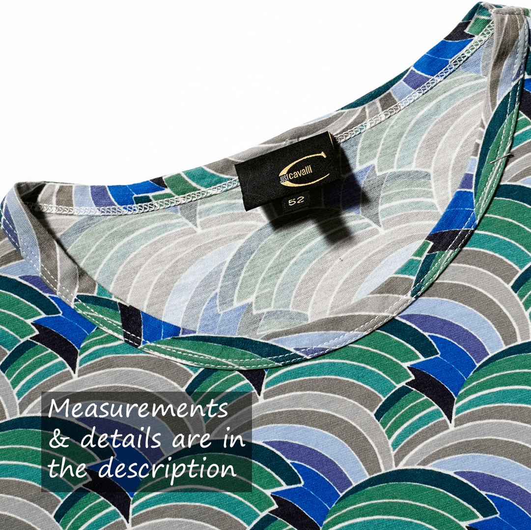 Just Cavalli Just Cavalli Graphic Wave T-Shirt Blue 0X Large Designer Size US L / EU 52-54 / 3 - 4 Thumbnail