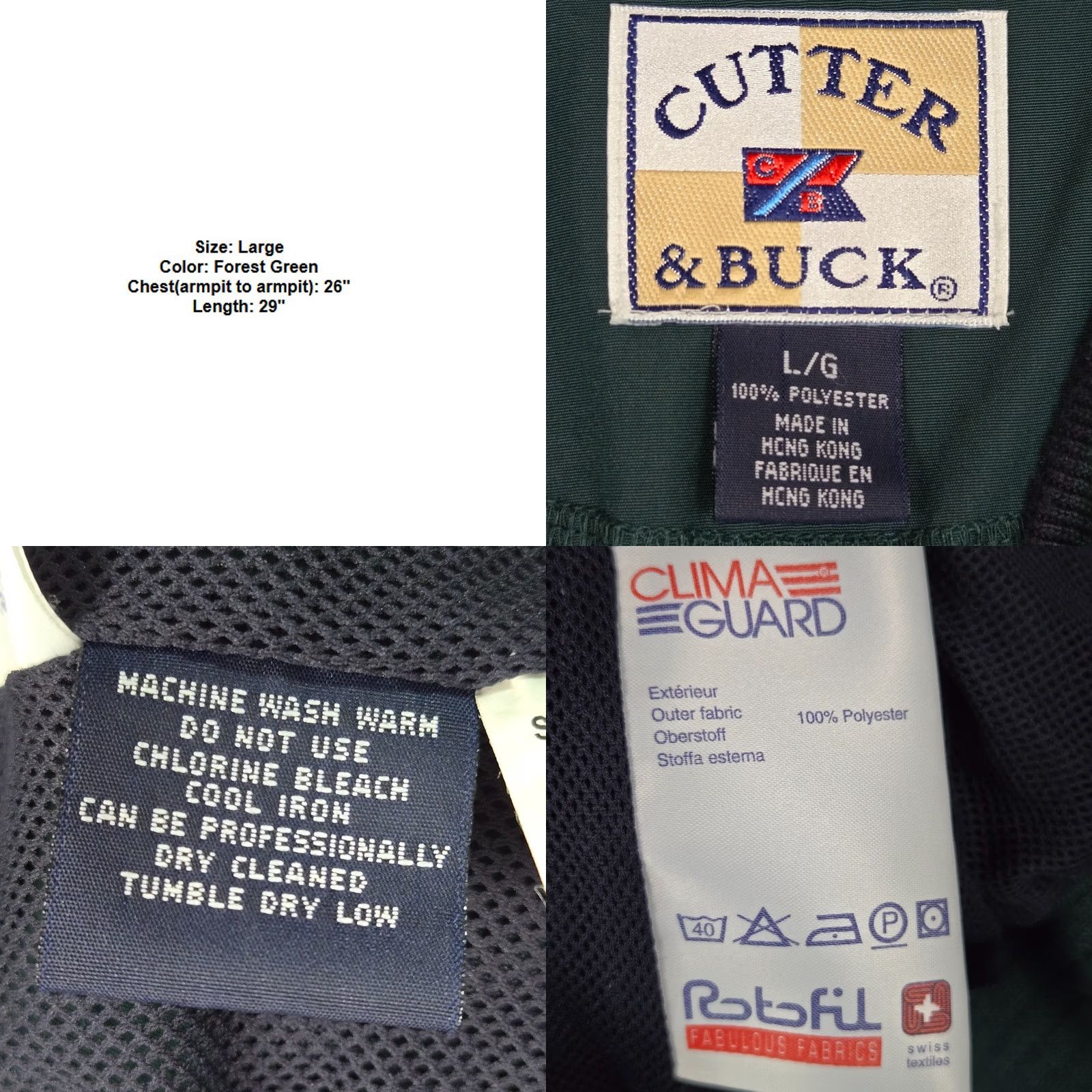 Cutter & Buck VINTAGE Cutter & Buck Windbreaker Jacket Pullover Mens Large Kiawah Ocean Course Green Size US L / EU 52-54 / 3 - 9 Thumbnail