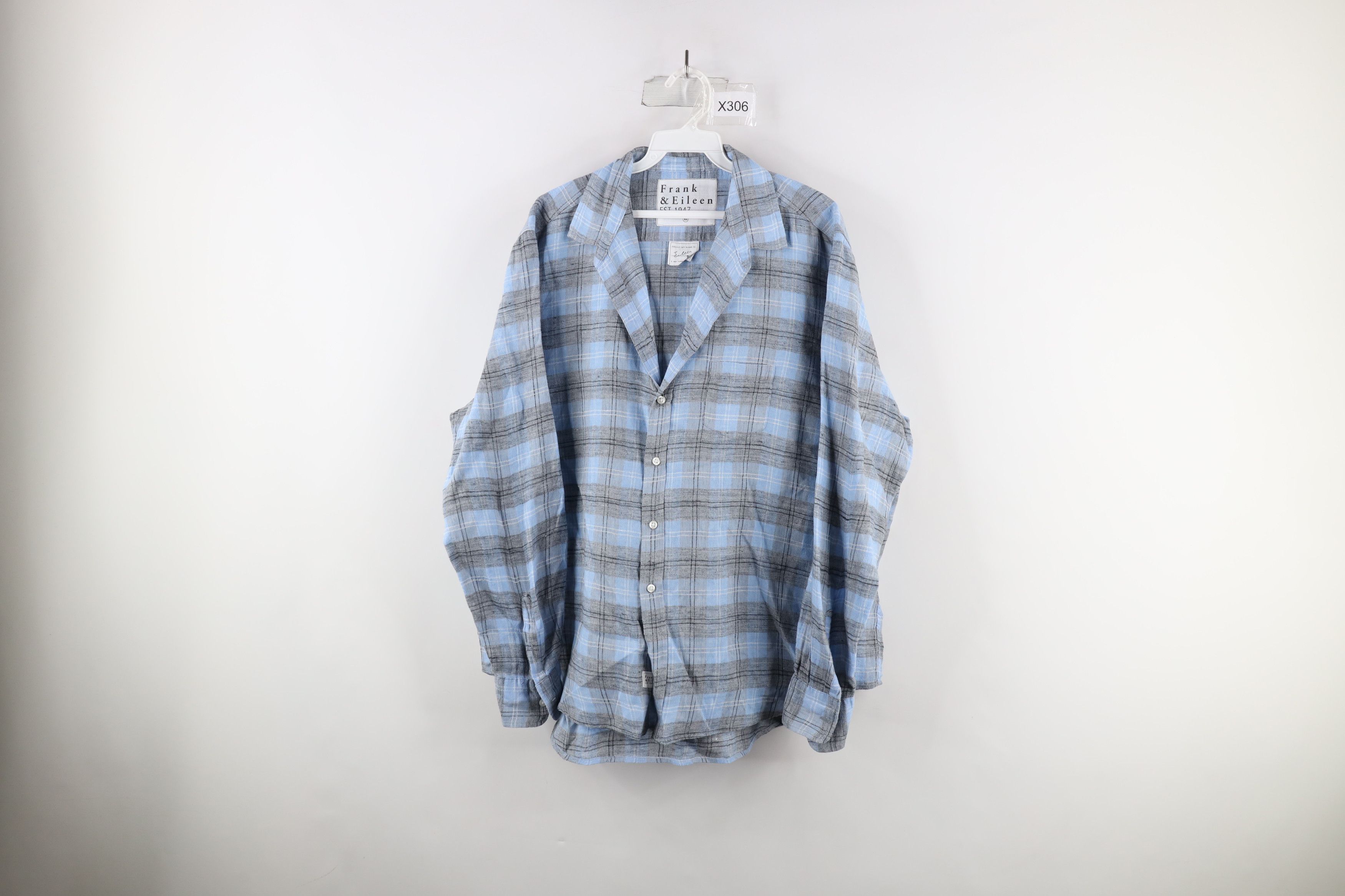image of Frank Eileen x Vintage Frank & Eileen Linen Flannel Collared Button Shirt Plaid, Women's (Size XL)