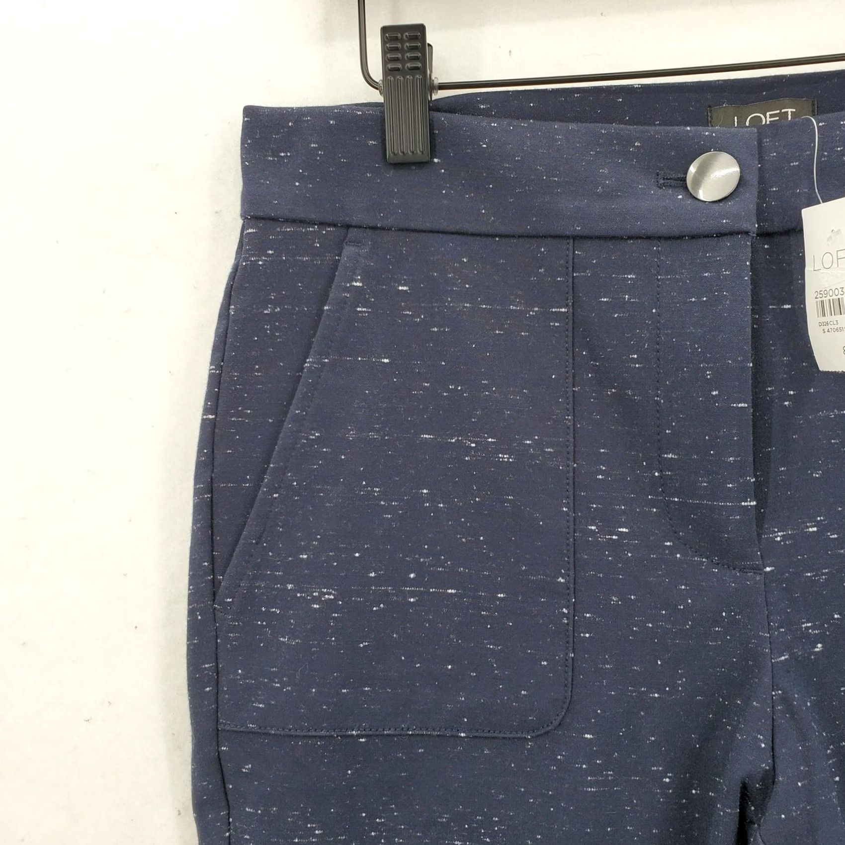 Loft LOFT Pants Womens 8 Navy Speckled Slim Ankle Stretch Front Pocket Work Career Pants Size 30" / US 8 / IT 44 - 3 Thumbnail