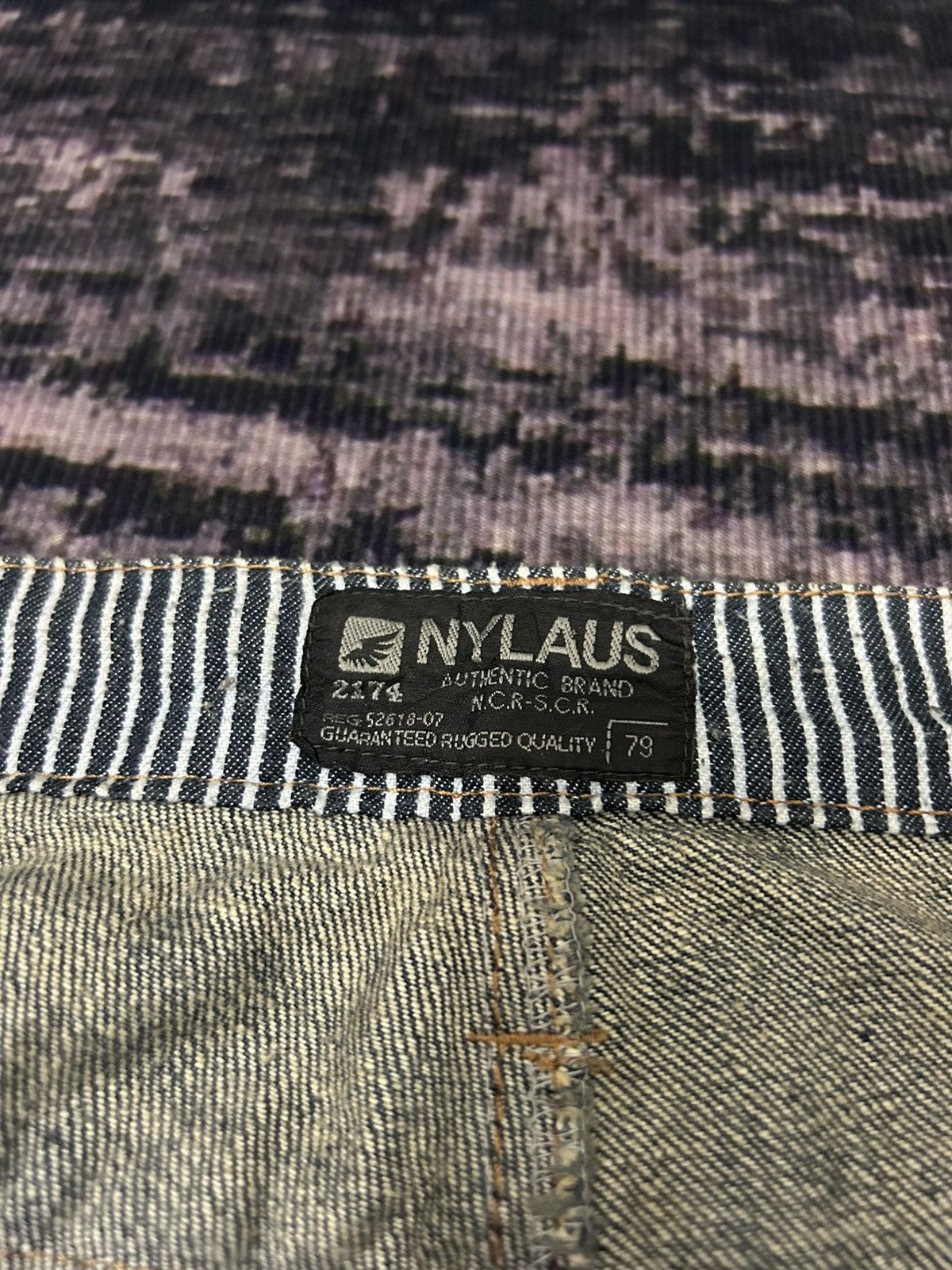 Japanese Brand NYLAUS Doublle Waist Mud Claw Mark Cropped Jeans Size US 31 - 13 Thumbnail