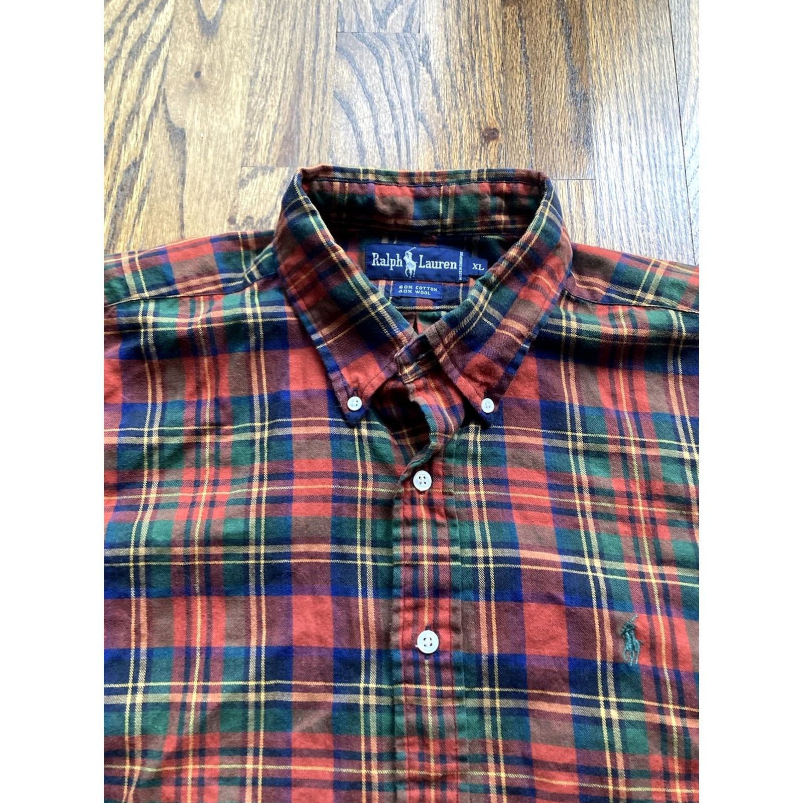 Polo Ralph Lauren VINTAGE Polo Ralph Lauren Mens XL Tartan Plaid Wool Blend Flannel Button Up Shirt Size US XL / EU 56 / 4 - 4 Thumbnail