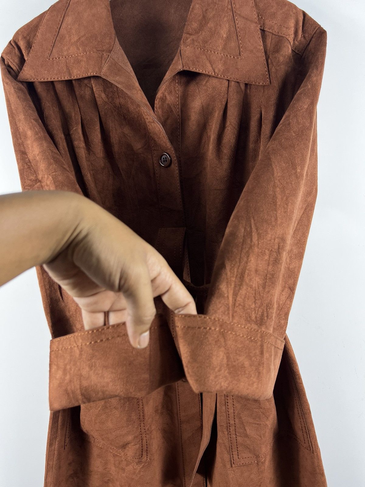 Japanese Brand 🔥 SUEDE LEATHER LONG JACKET Size M / US 6-8 / IT 42-44 - 6 Thumbnail
