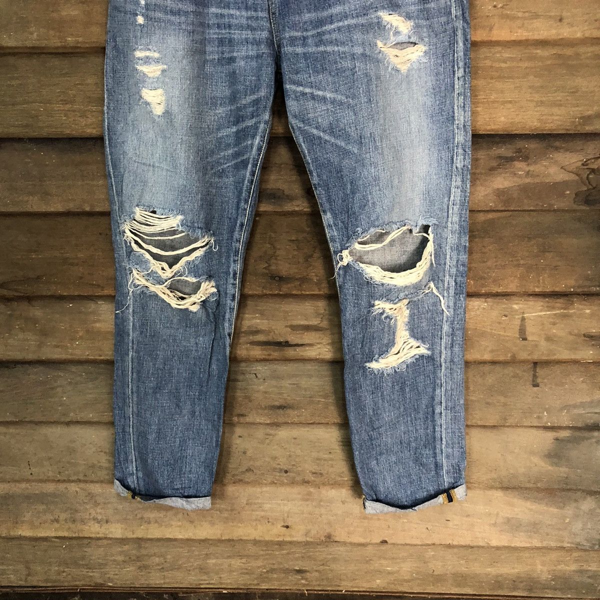 Japanese Brand Mausonde Reefur ripped distressed Blue Denim Pants #7382 Size 30" / US 8 / IT 44 - 3 Thumbnail