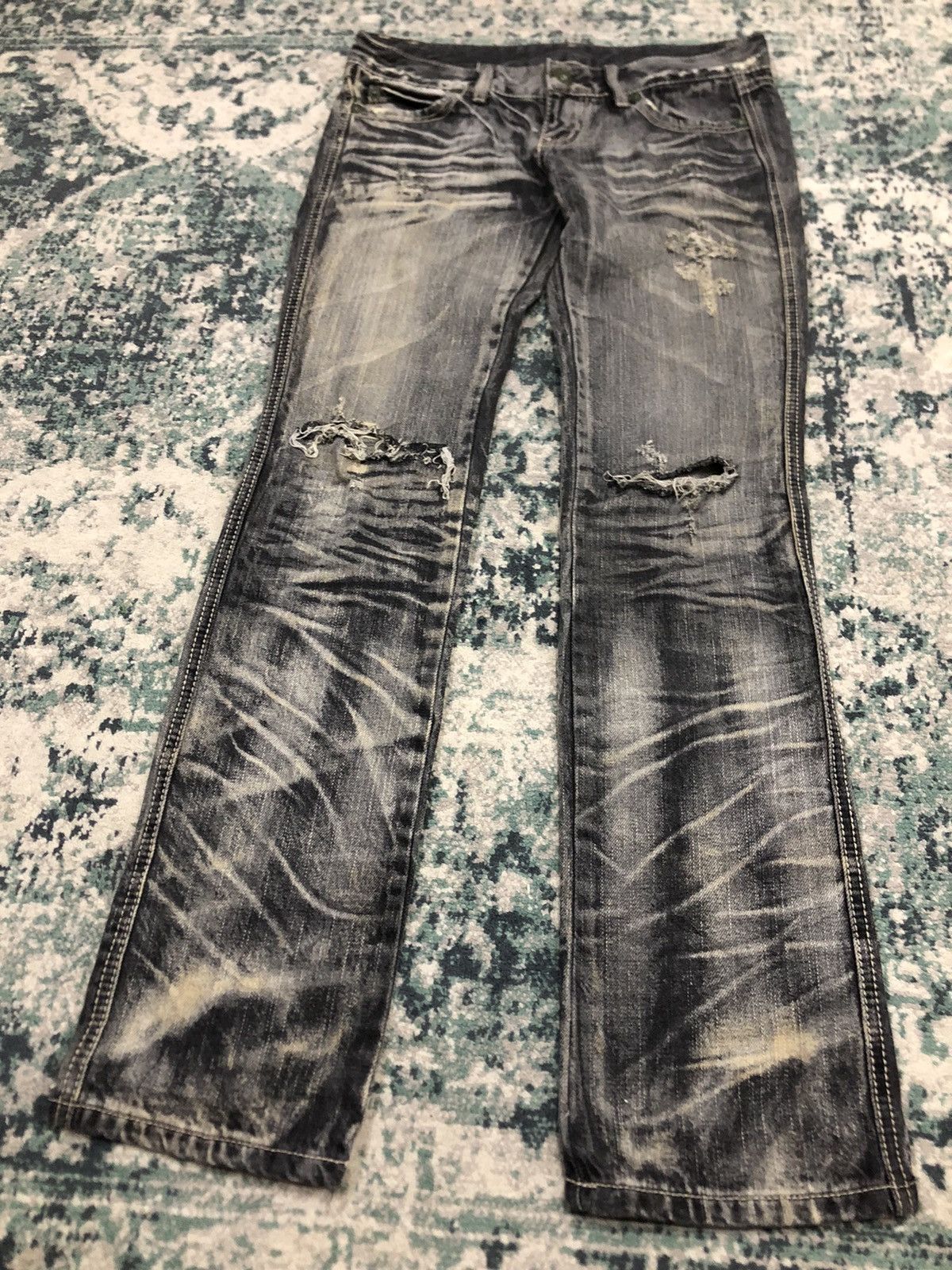14th Addiction 2000s Japanese Brand SpRay Distressed Flared Denim Size US 29 - 4 Thumbnail