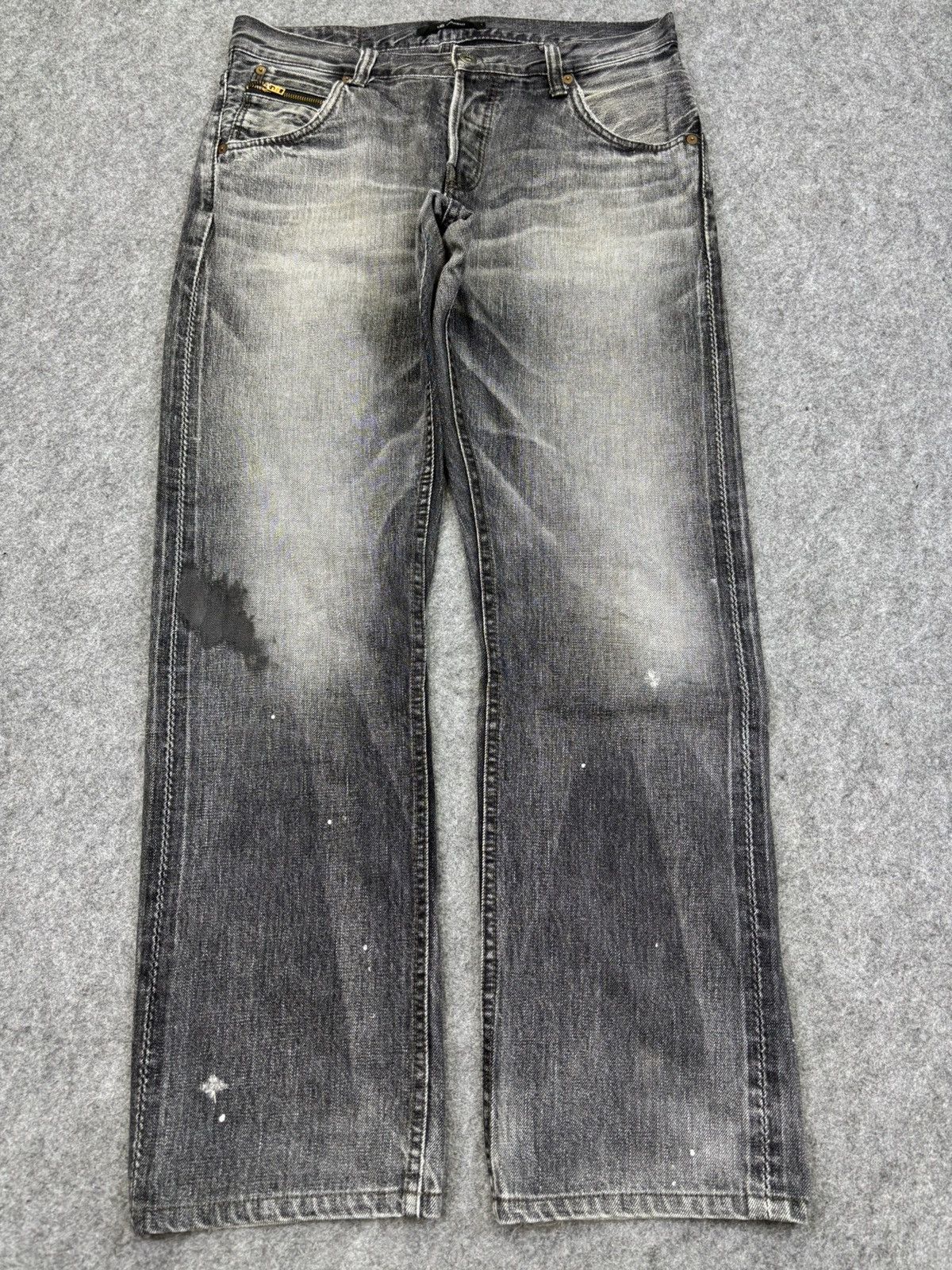 Japanese Brand Vintage Johnbull Paint Selvedge Denim F742 Size US 33 - 22 Thumbnail