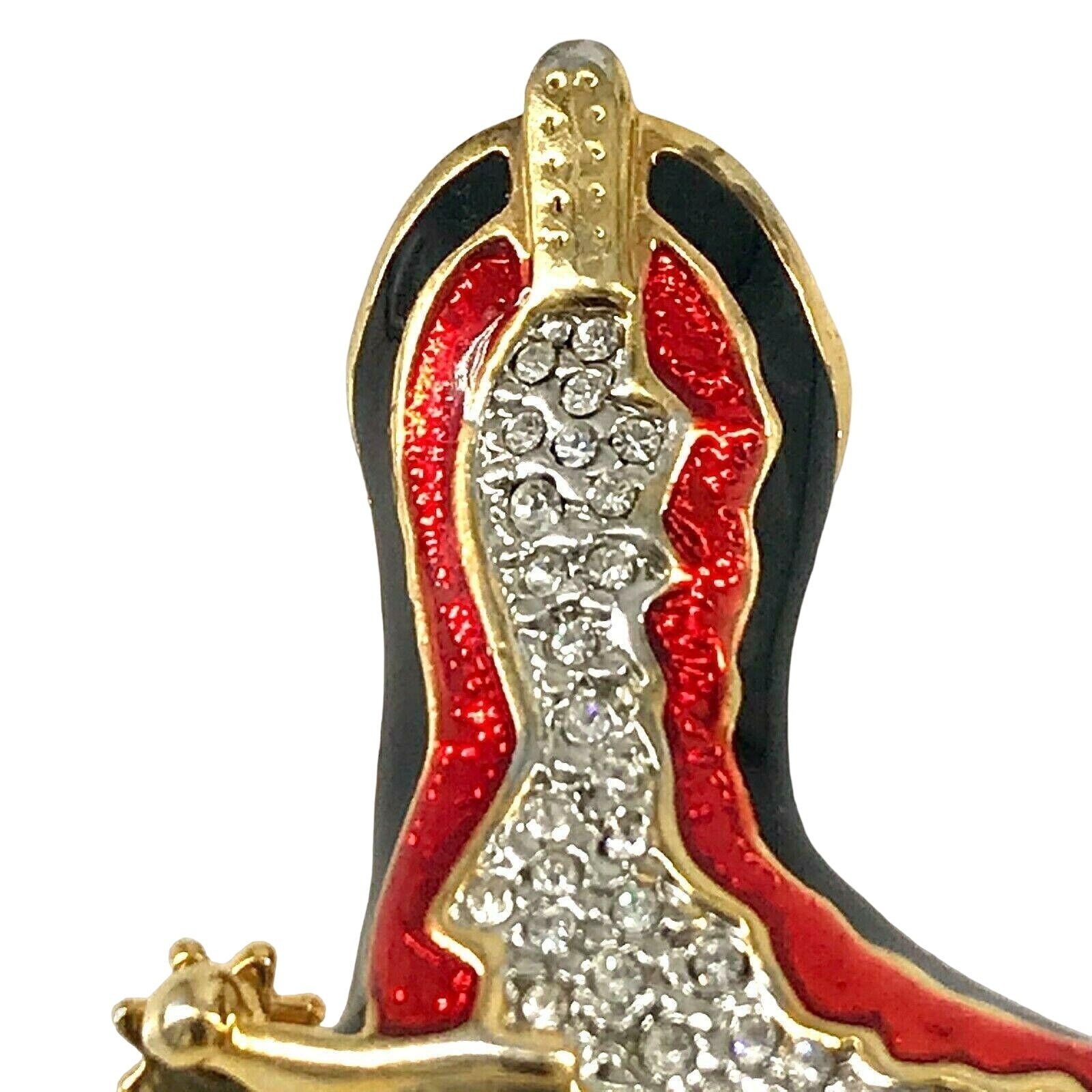 Other Rhinestone Cowboy Boot Brooch Rodeo Cowgirl Western Horse Ra Size ONE SIZE - 4 Thumbnail